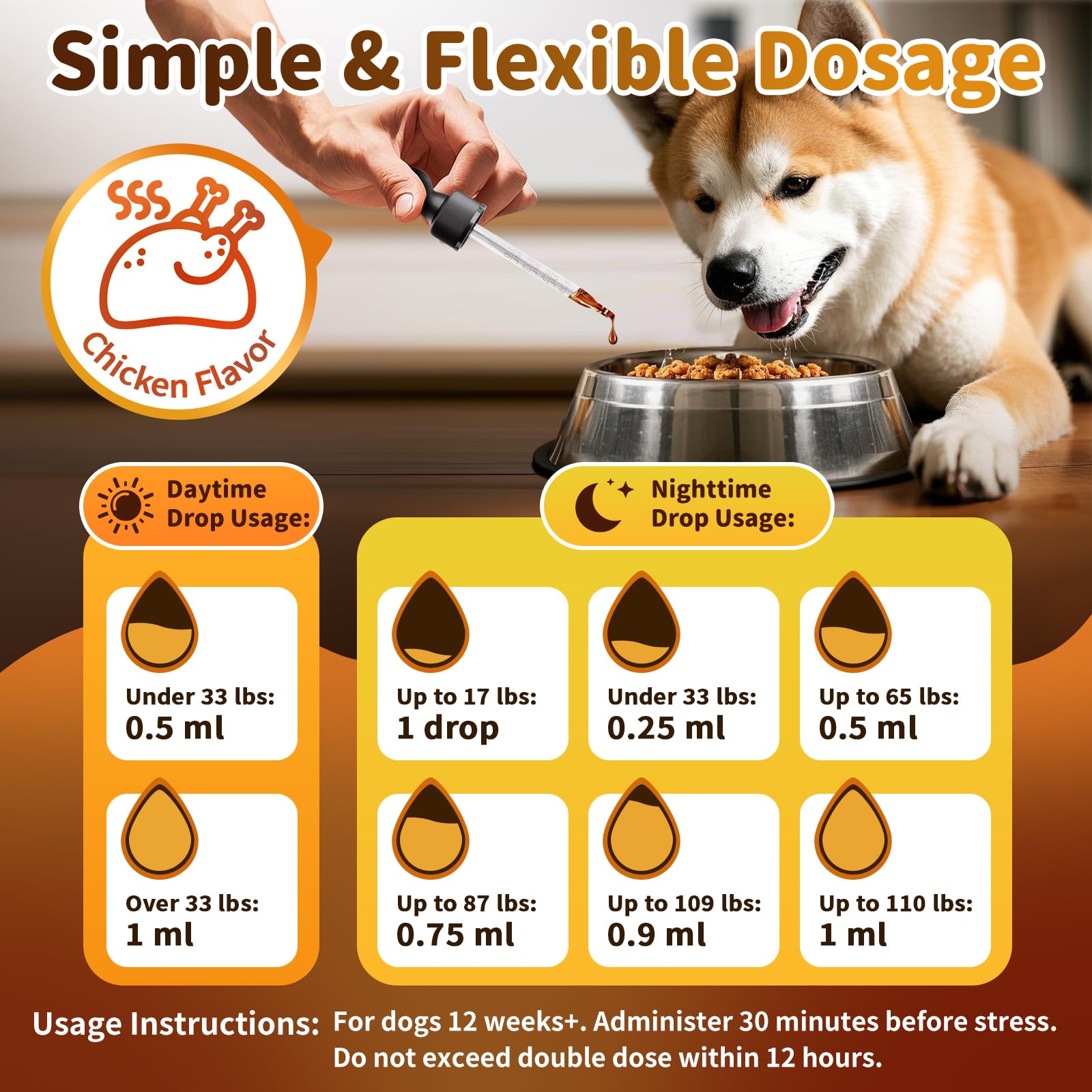 POPPAW Dog Calming & Melatonin Drops, Day & Night Calm Support Set, Soothe Separation & Stress, Enhance Calmness & Sleep with Va