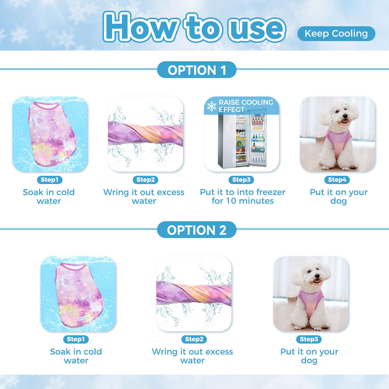 Cyeollo 2Pack Dog Shirt Cooling Breathable Sleeveless Summer Clothes For Dogs, Intant Cool T Shirts For Small Dogs, Purple S