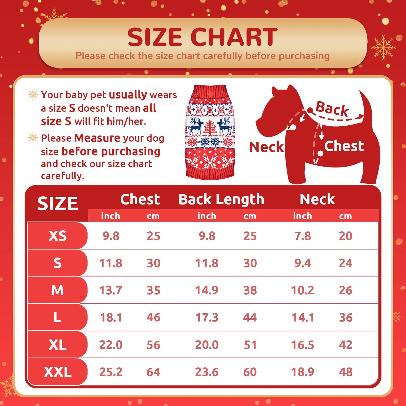 Baejmjk Dog Christmas Sweater Xmas Pet Dog Turtleneck Clothes For Small Medium Large Dogs Soft Warm Puppy Cat Knit Jumper Dog Outfits Dog Pullover For Fall Winter Red Elk(B,X-Small)