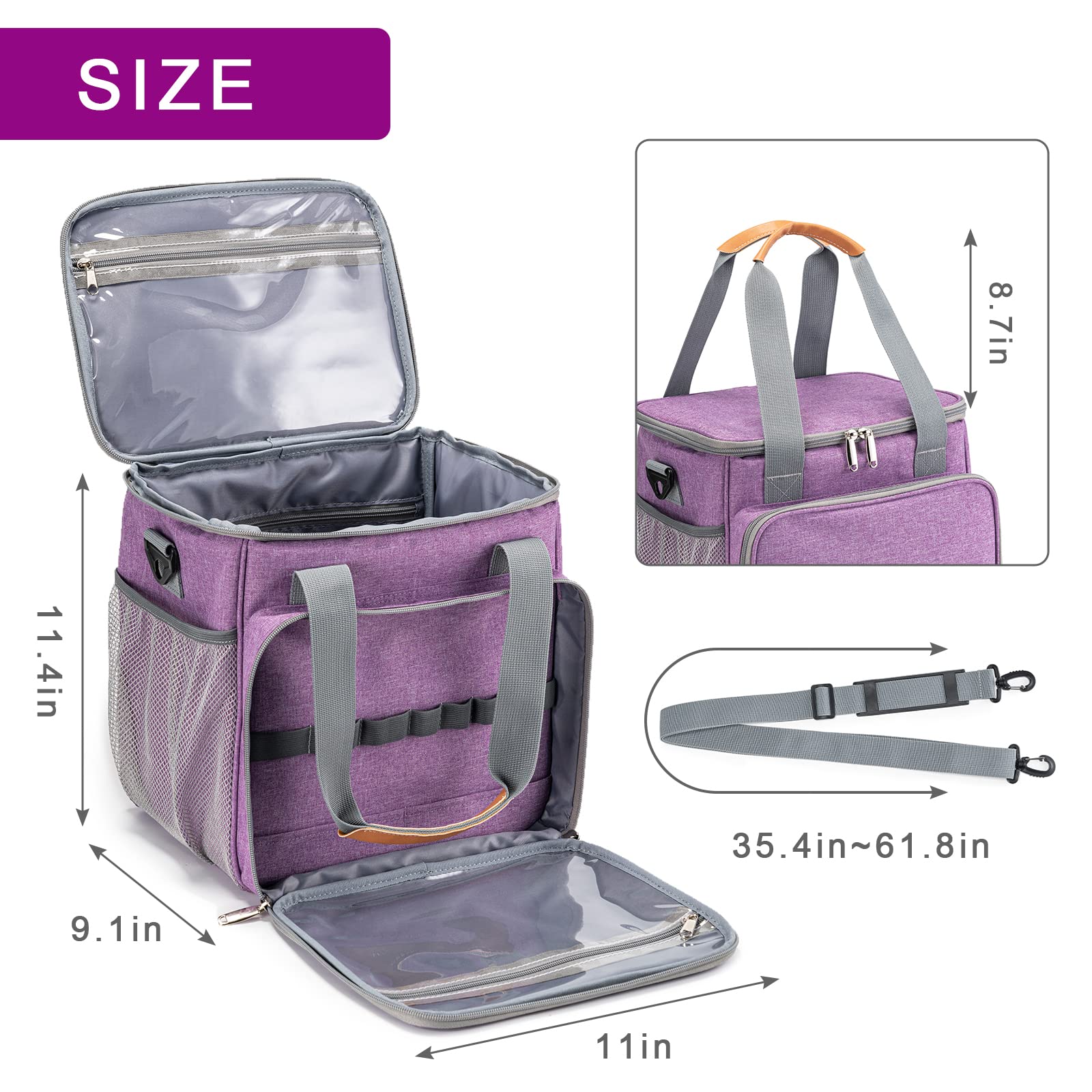 Babeyer Pet Grooming Bag, Dog Grooming Supplies Organizer Tote Bag, Perfect For Pet Grooming Tool Kit Accessories-Purple