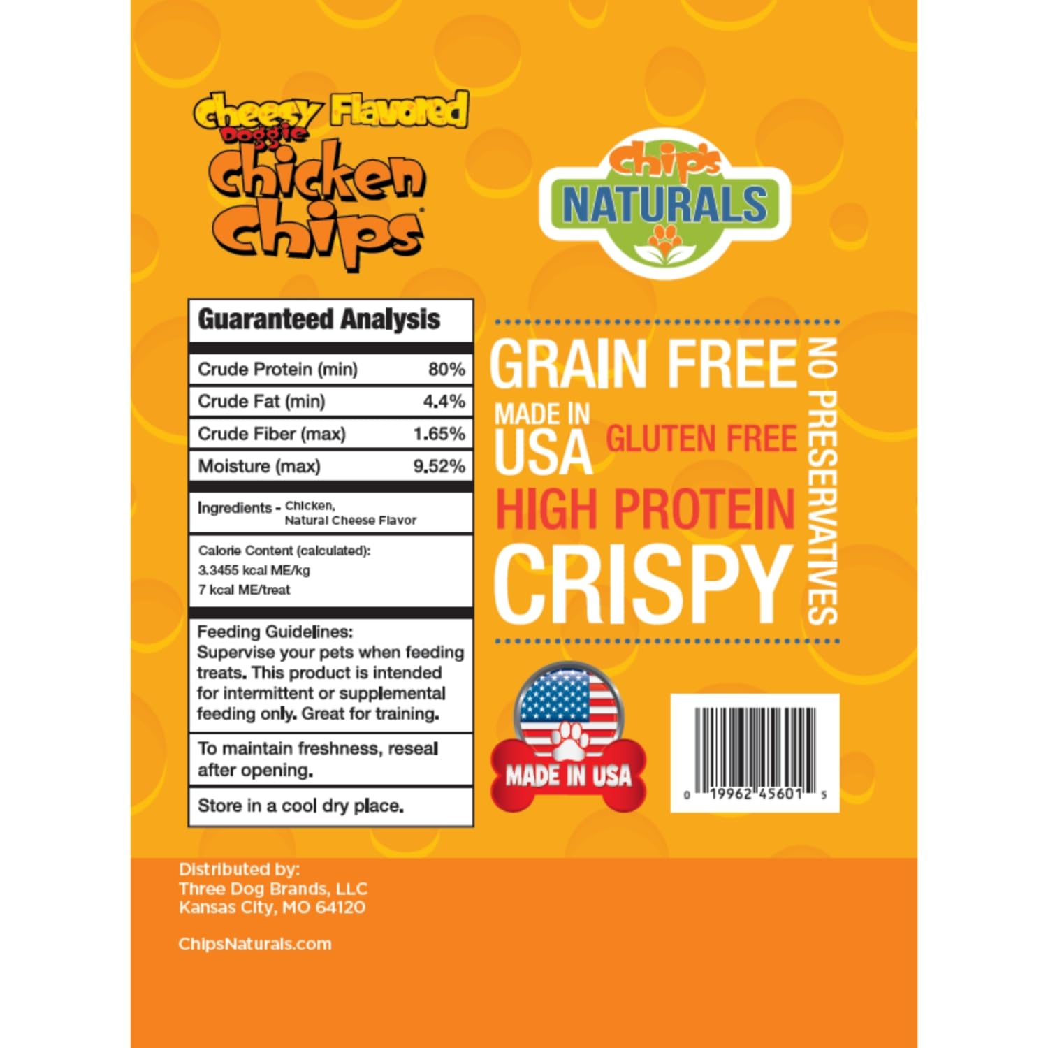 Chips Naturals Cheesy Flavored Doggie Chicken Chips - Small 4 oz Natural High Protein Low Calorie Dog Treats, Grain Free Gluten