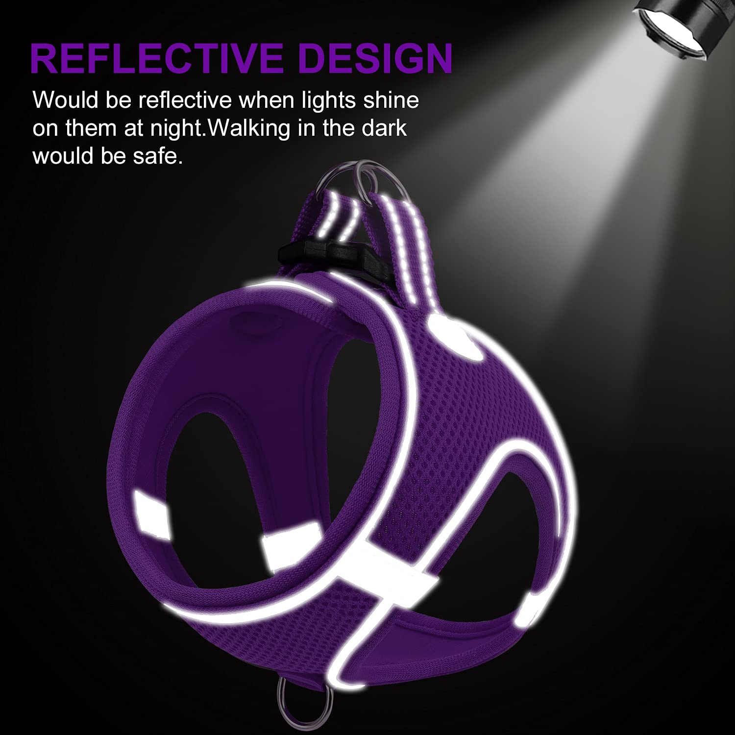 Joytale Step In Dog Harness,12 Colors,Breathable Mesh Vest Harness,Reflective Soft Padded Harnesses For Small And Medium Dogs,Purple,M