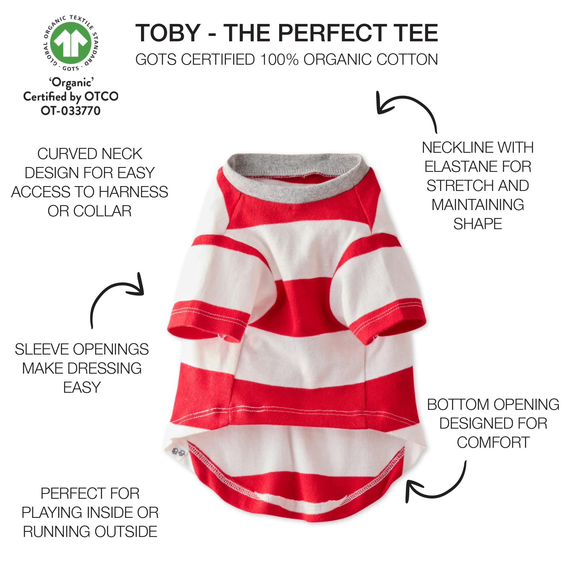 Pet Passion Multipack 100% Organic Cotton Dog Short Sleeve T-Shirt Pet Tees For All Breeds, Red Sold Stripe, Xx-Small