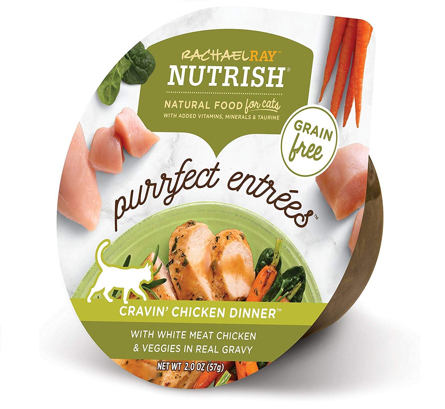 Rachael Ray Nutrish Purrfect Entrees Natural Wet Cat Food with Added Vitamins, Minerals & Taurine, Cravin  Chicken Dinner Recip