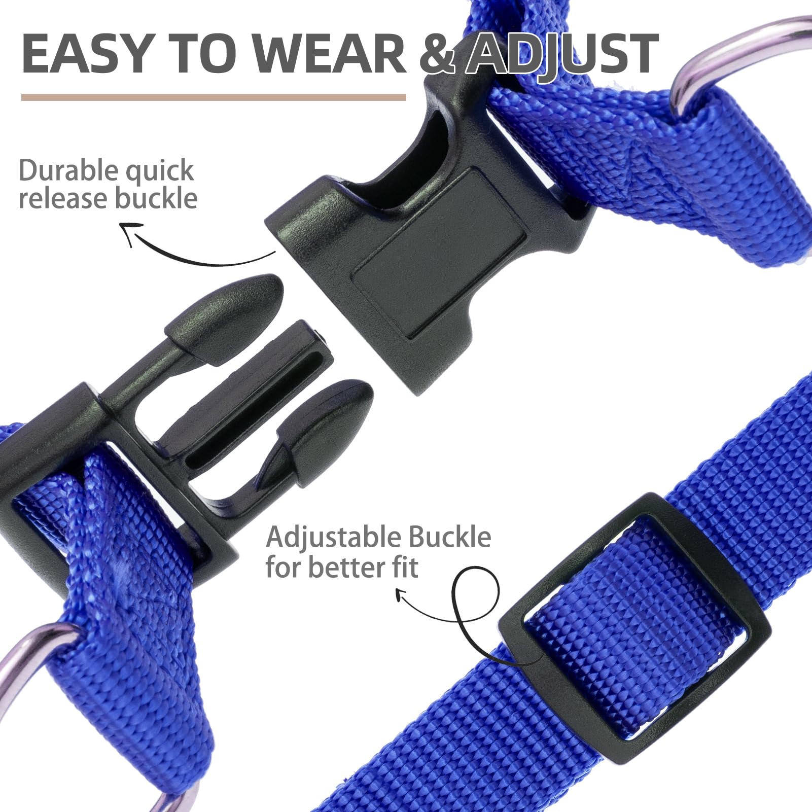 Pupteck No Pull Dog Harness Soft Adjustable Basic Nylon Step In Puppy Vest Outdoor Walking With Id Tag And A-Ir Tag Case, Navy B
