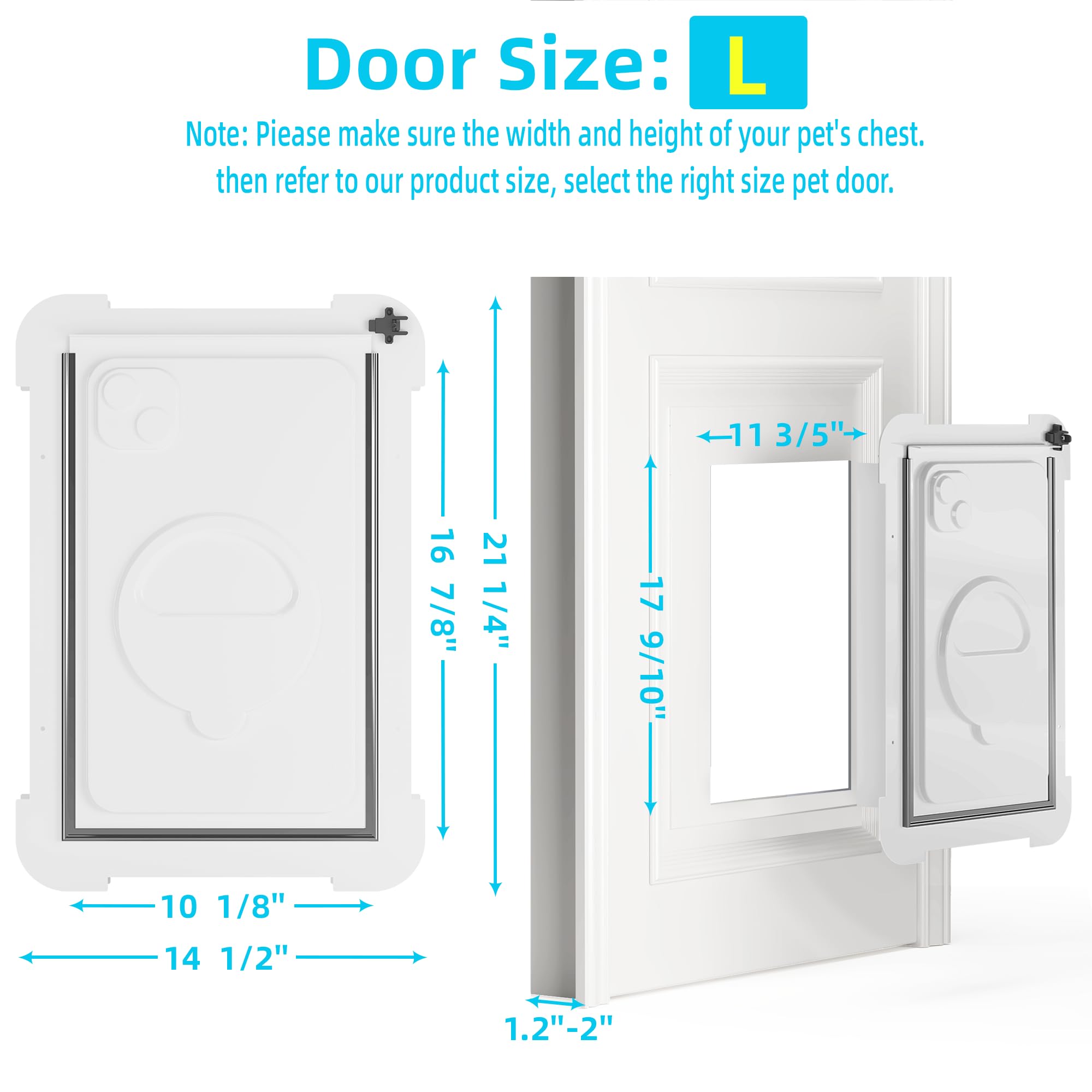 3-Flap Steel Large Dog Door For Exterior Doors With Sliding Lock Panel, Energy-Efficient Insulated Pet Door, Extreme Weather Dog
