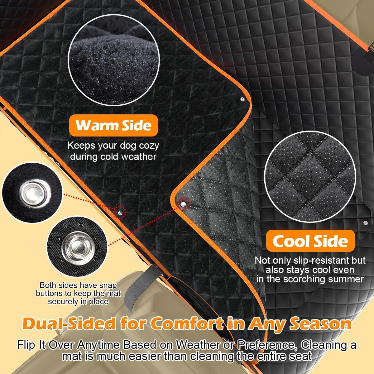 Dog Car Seat Cover For Back Seat With Hard Bottom, 2025 Upgraded Waterproof Dog Seat Extender Holds 465Lbs, Anti-Scratch Hammock