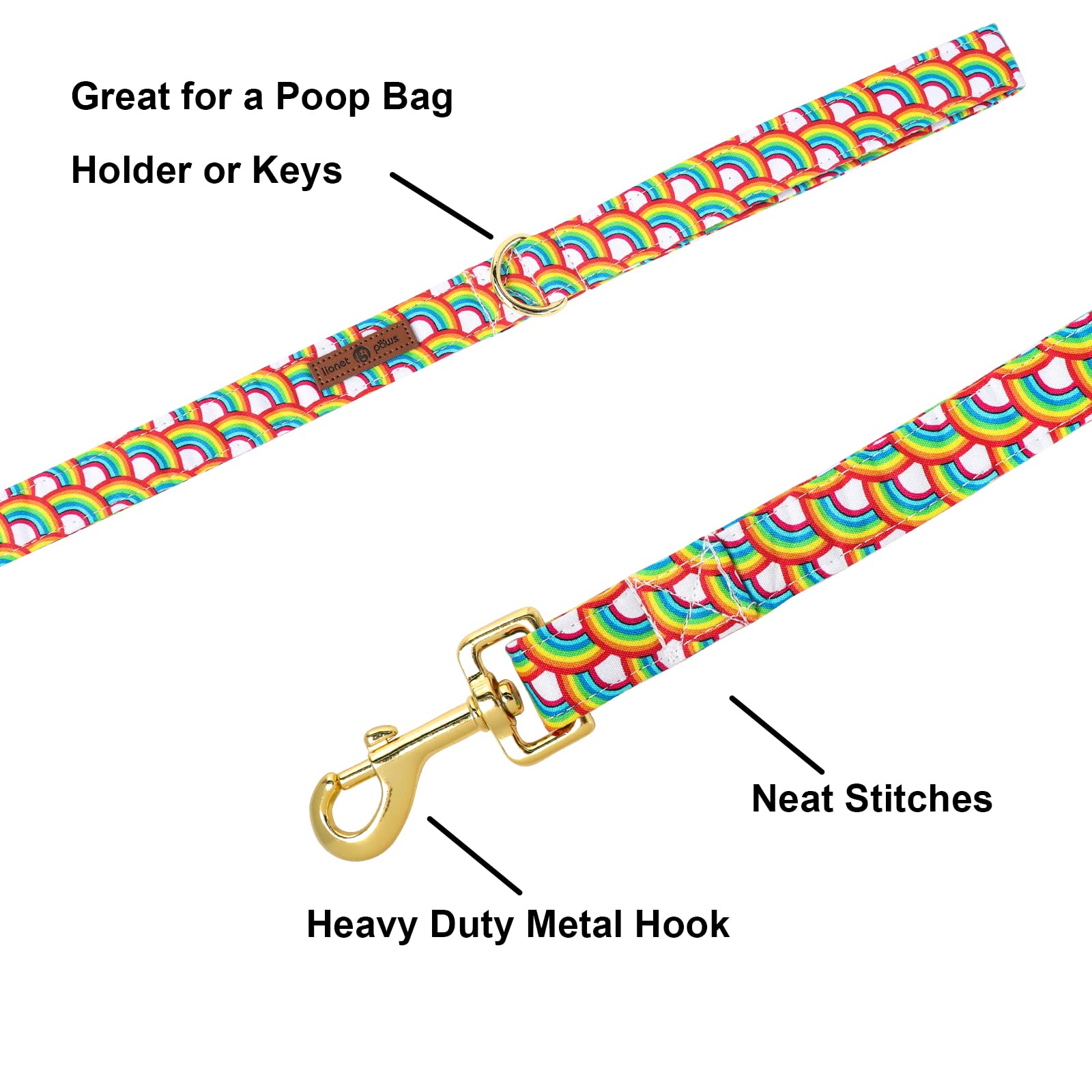 Lionet Paws Rainbow Lgbt Pride Dog Leash Matching Dogs Collar For Small Medium Dog