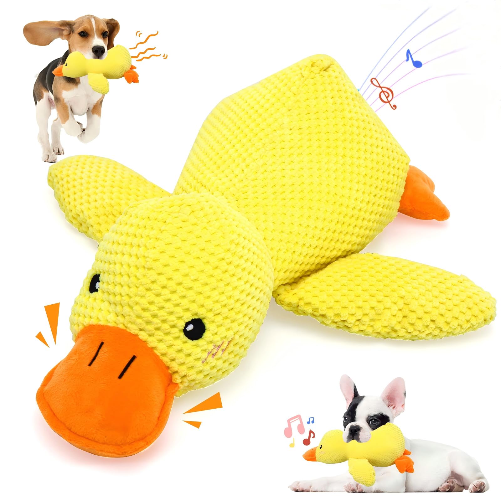 VOXGET Dog Calming Duck Toy, 2026 New Interactive Plush Duck Toy with Quack Sound and Crazy Crinkle for Dogs Keep Busy, Soft Stu