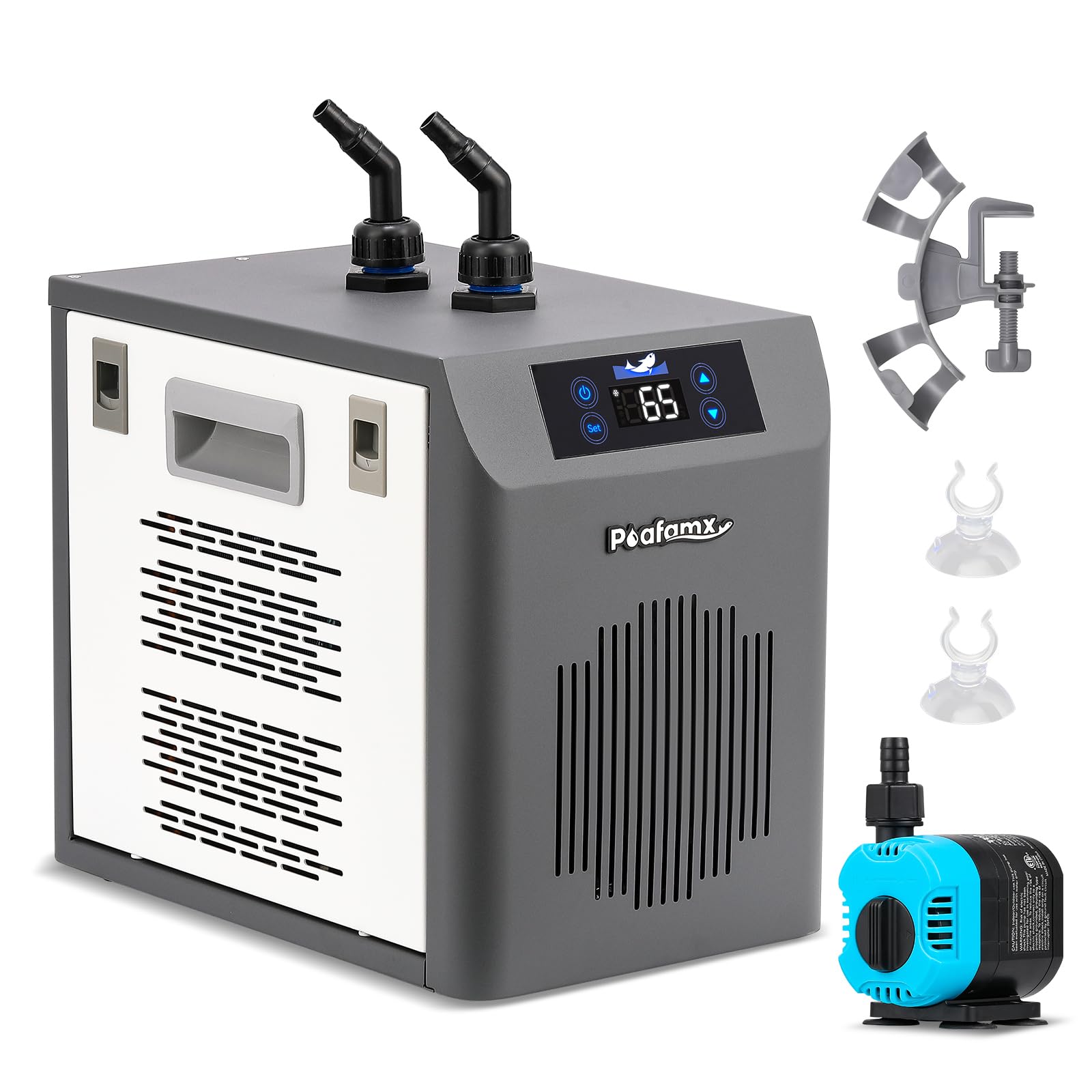 [New Upgrade] Poafamx Aquarium Chiller 42Gal Water Chiller for Fish Tank 1/10 HP Aquarium Cooler with Touch Screen Quiet Refrige