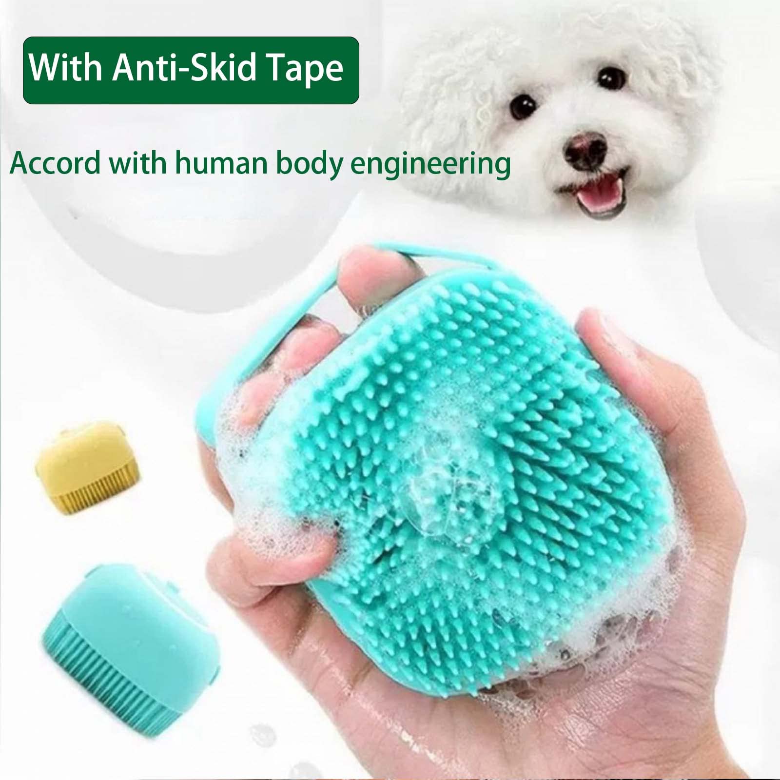 Lrhinetar Dog Bath Brush, Dog Grooming Brush - Silicone Cat Shampoo Comb, Shampoo Dispenser For Kitty And Puppy(Pink)