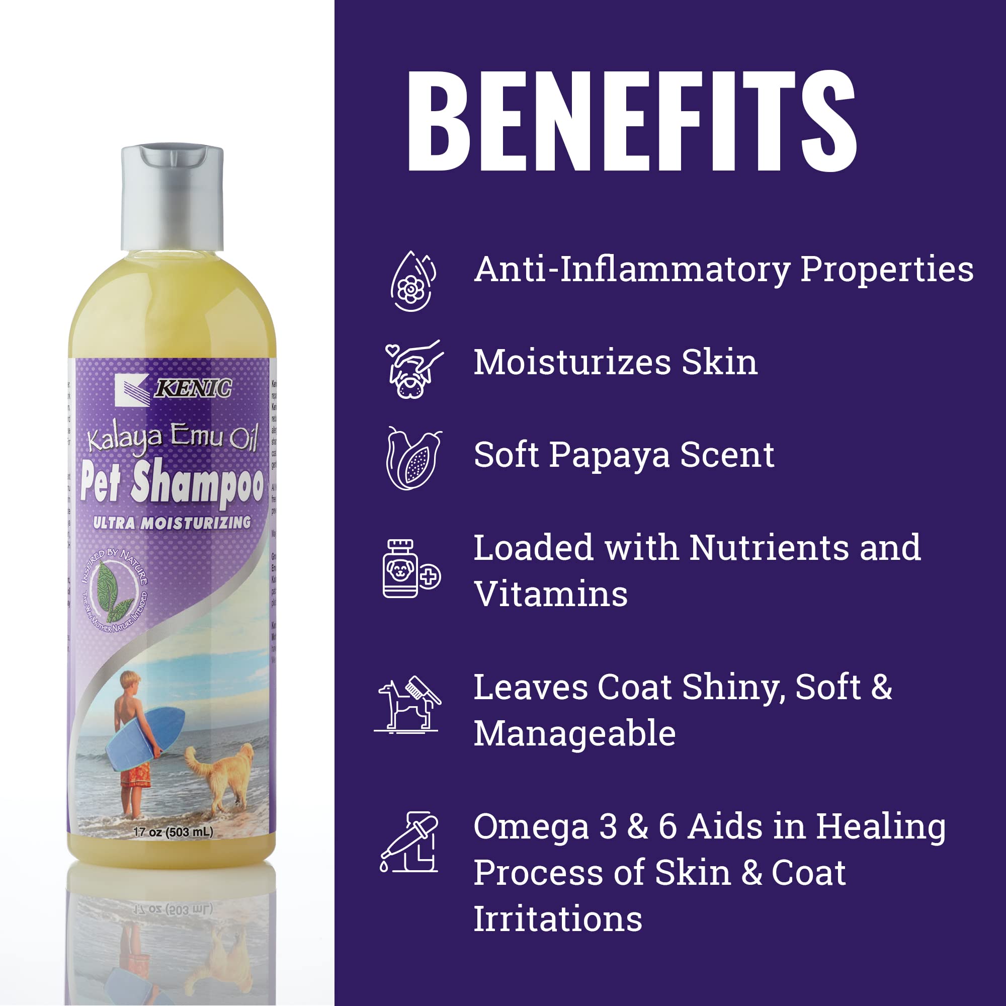 Kenic Kalaya Emu Oil Pet Shampoo, 17-Ounce, Yellow (K5710)