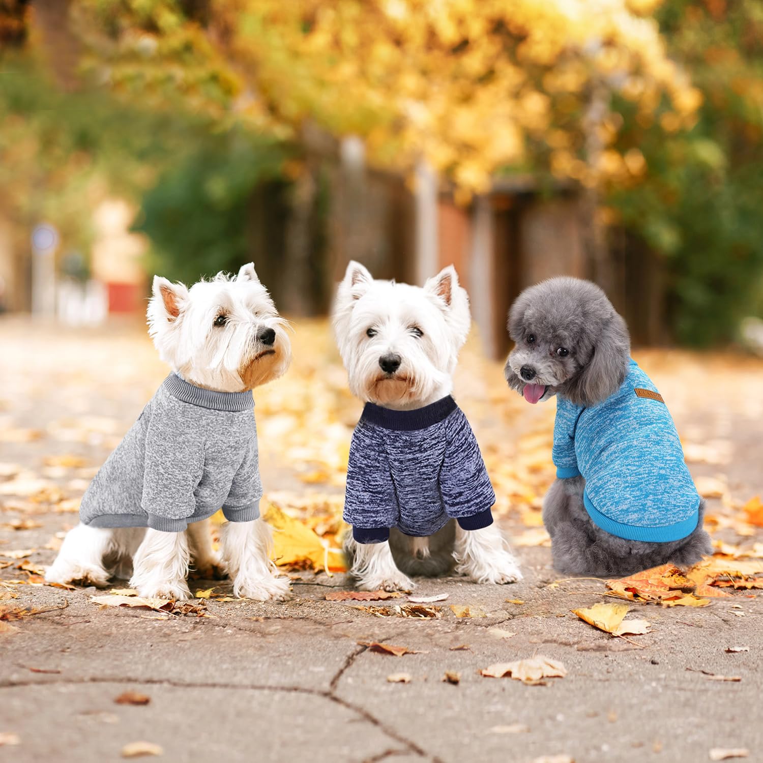 Idepet Pet Dog Classic Knitwear Sweater 3 Pcs, Fleece Coat For Small,Medium Dogs,Warm Pet Dog Cat Clothes,Soft Puppy Customes Fo