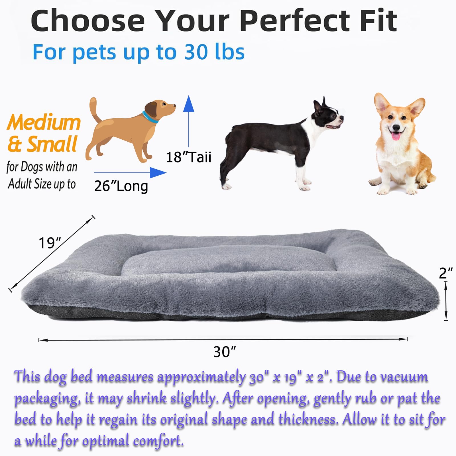 30 Inch Dog Crate Pad Washable Ultra Soft 30 X 19 Dog Bed For Medium Breeds Up To 30 Lbs,Cozy Kennel Mat For Crates With Anti-Sl