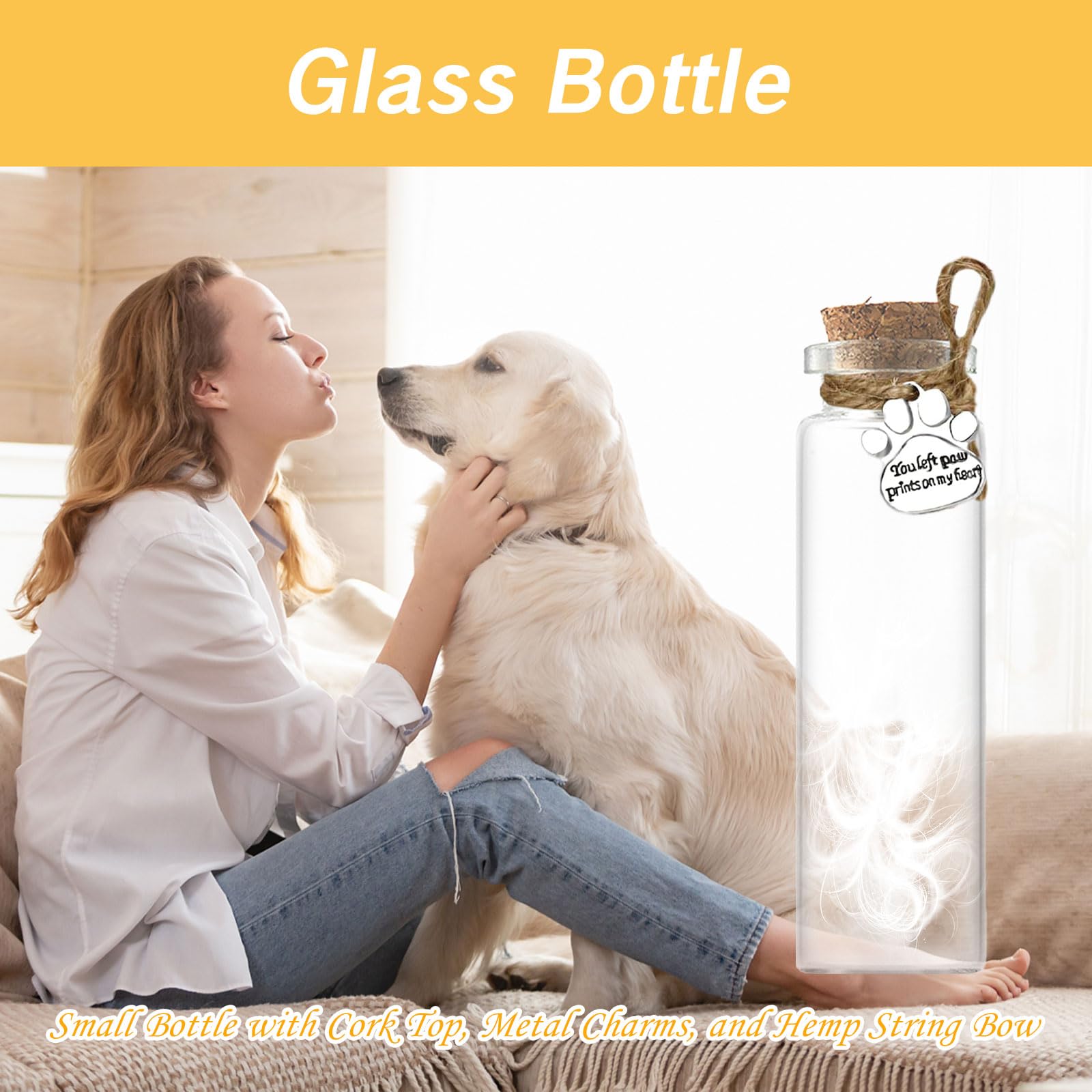 Uaiagm 2Pcs Hair Locket Keepsake For Pet Glass Vial For Ashes Or Hair Cat Jar Pet Memorial Keepsakes Dog Fur Memorial Bottle Loc