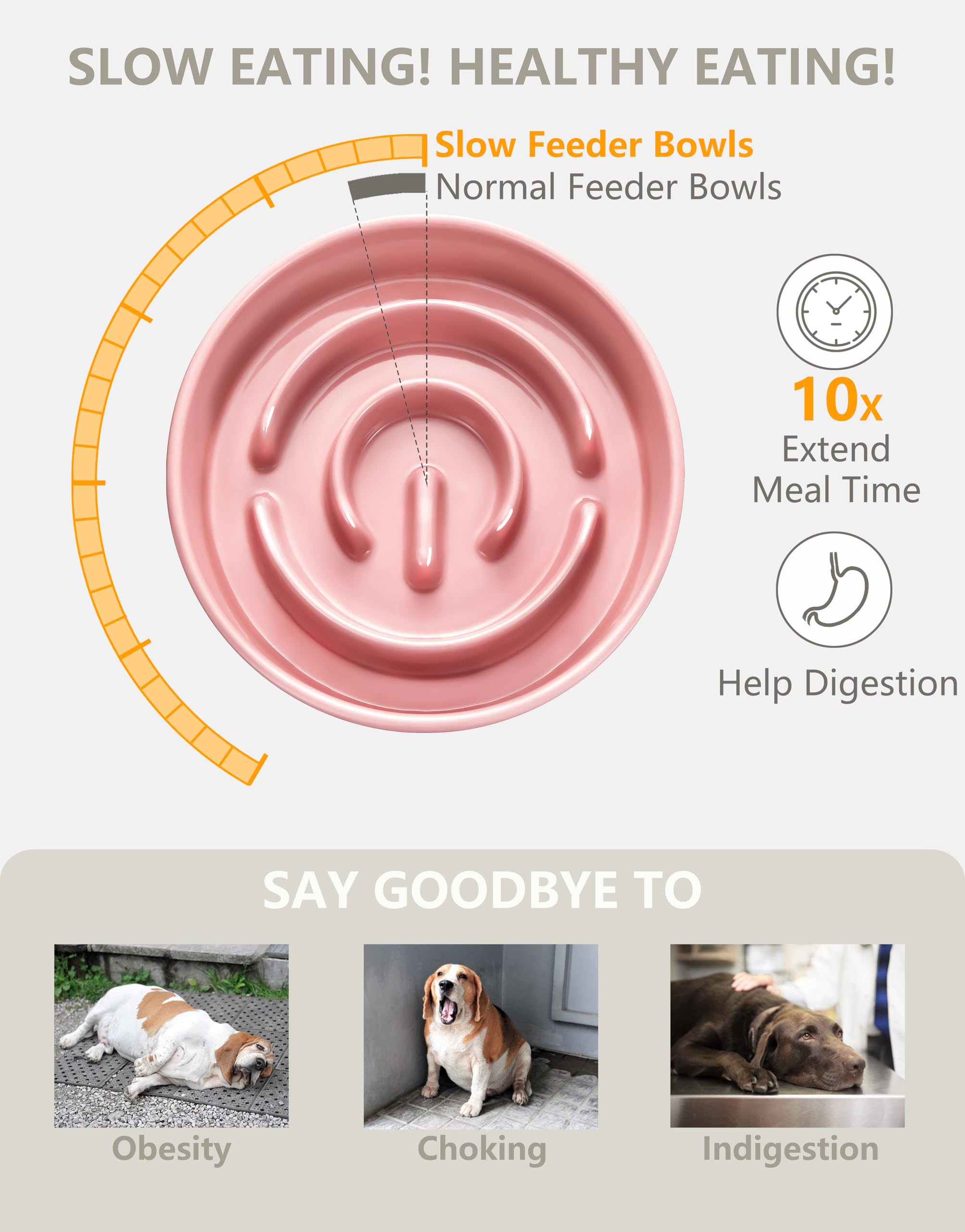 Mopang Ceramic Slow Feeder Dog Bowls Elevated, 0.6 Cup Slow Feeder For Small Dogs And Cats, Puzzle Maze Bowl, Prevents Choking,