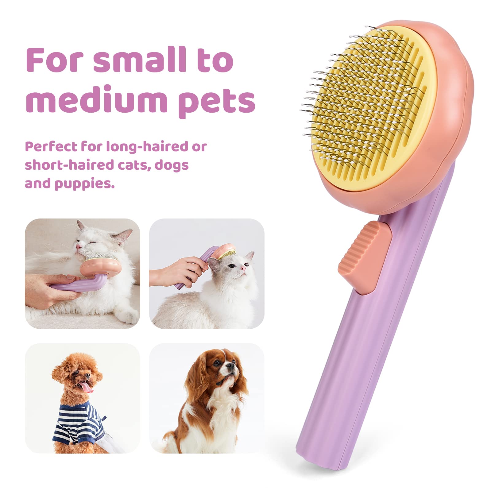 Aimondow Self-Cleaning Pet Brush Grooming Comb For Cats Dogs Hair Shedding Tools For Tangled Hair Removing Cleaning Massage