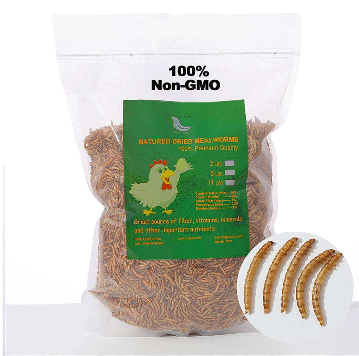 Workpoint Non-Gmo Dried Mealworms 33Lb, 100% Natural Large Size No Moisture,Treats For Birds Chickens Hedgehog Hamster Fish Reptile Turtles (33Lb)