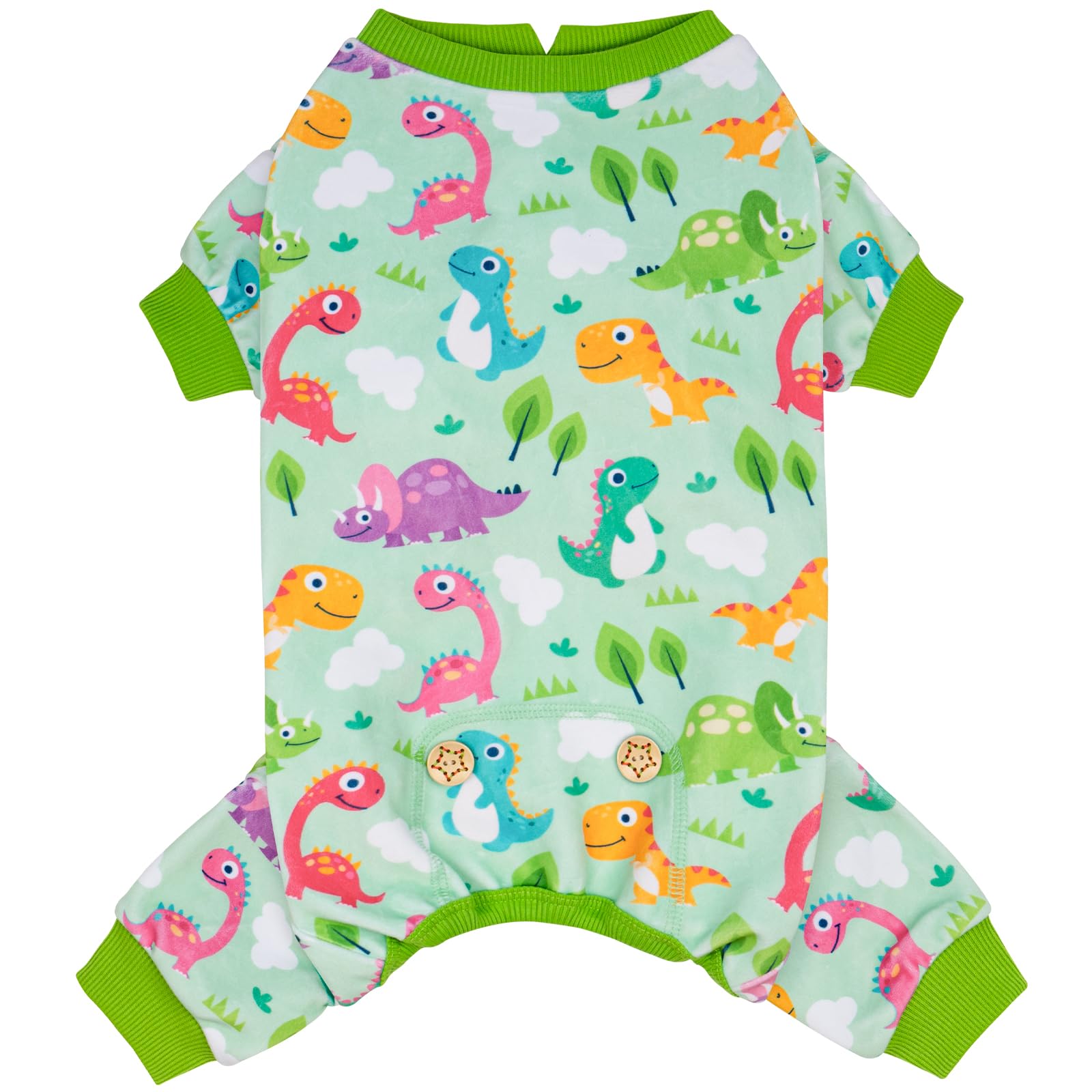 Kyeese Dog Pajamas Small Dog Pajamas With Colorful Dinosaurs Stretchy Pet Jammies Onesie Velvet Pjs Comfy Clothes For Dogs Boy G