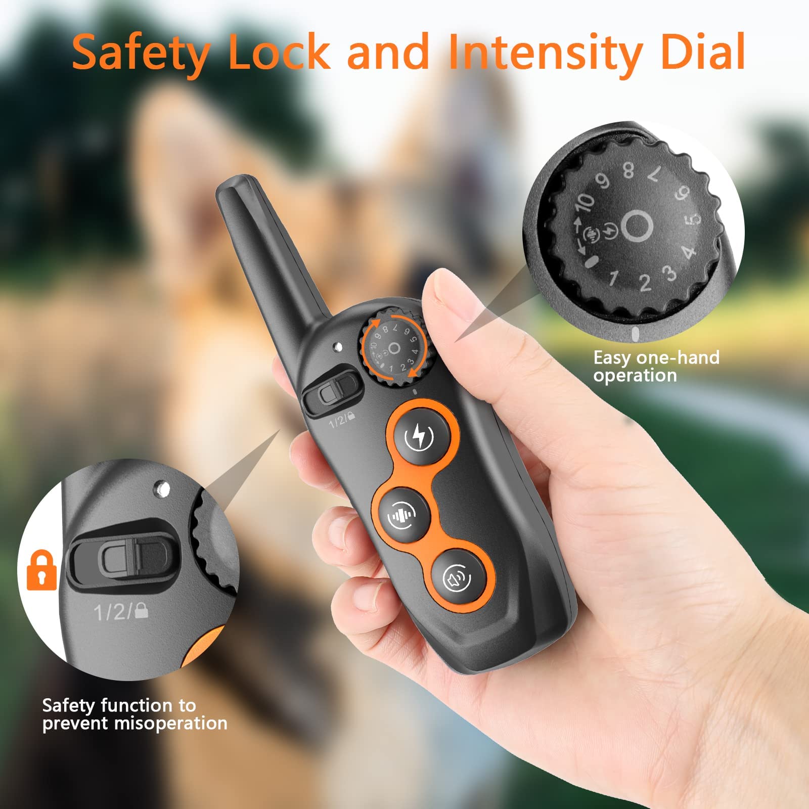 Dog Training Collar, Ipx7 Waterproof Dog Shock Collar With Remote Control Range 1300Ft, 3 Training Modes, Beep, Shock, Vibration