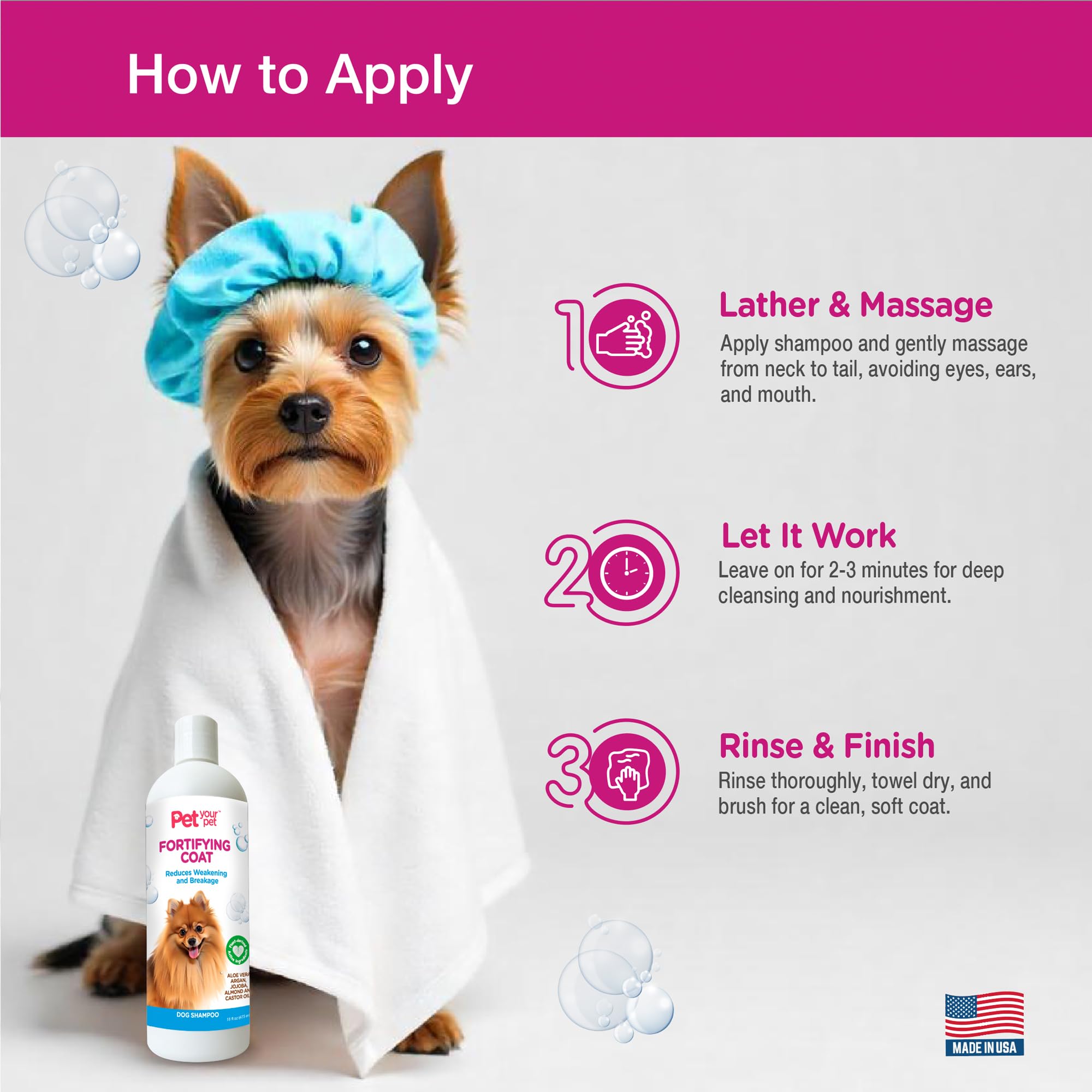 Pet Your Pet Natural Dog Shampoo For Coat Strength - Fortifying Formula With Argan, Jojoba Oil & Aloe Vera - Deodorizing & Moist