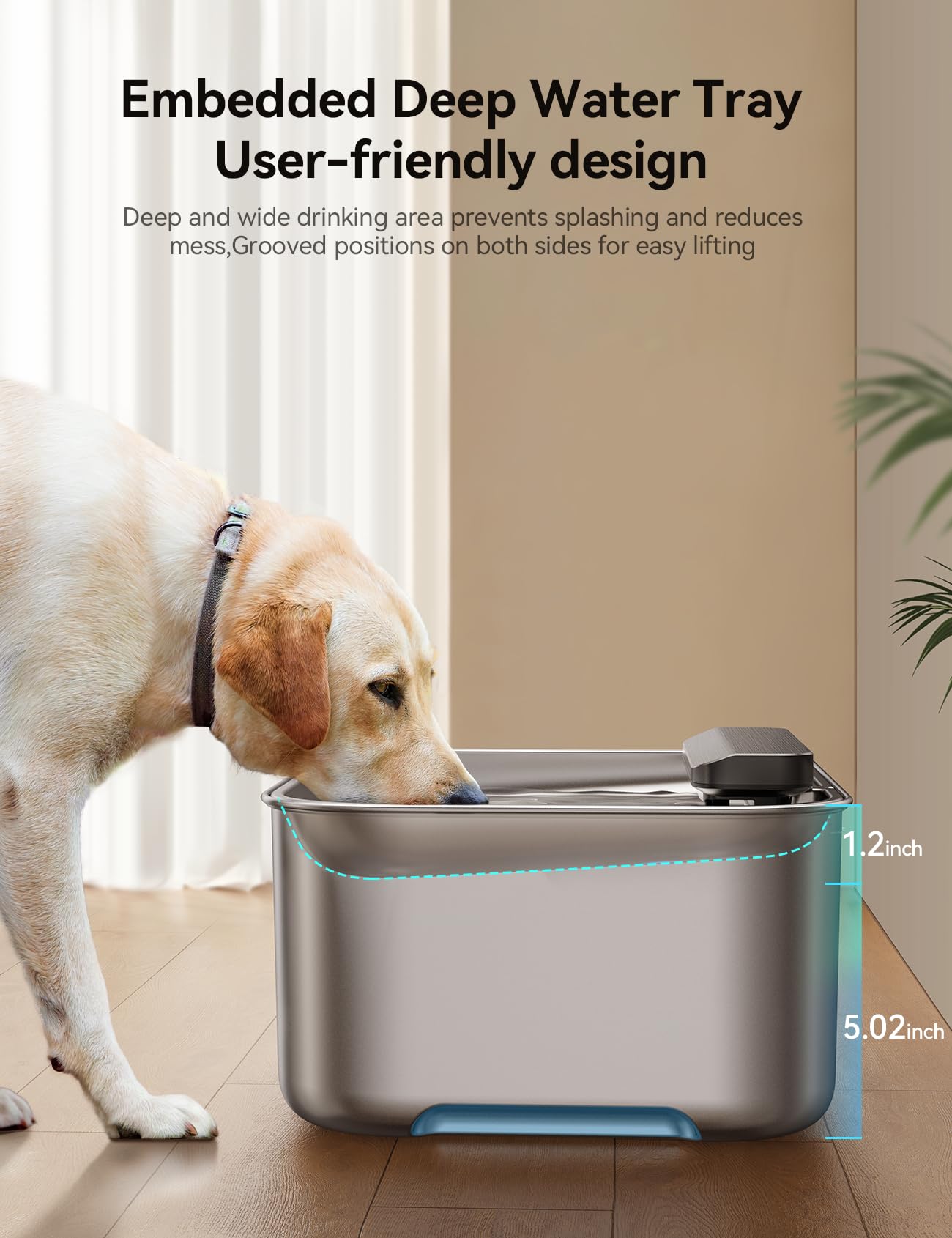 FEELNEEDY 3 Gal Stainless Steel Dog Water Fountain for Large Dog, Pet Water Fountain, Dog Water Bowl Dispenser with Water Level