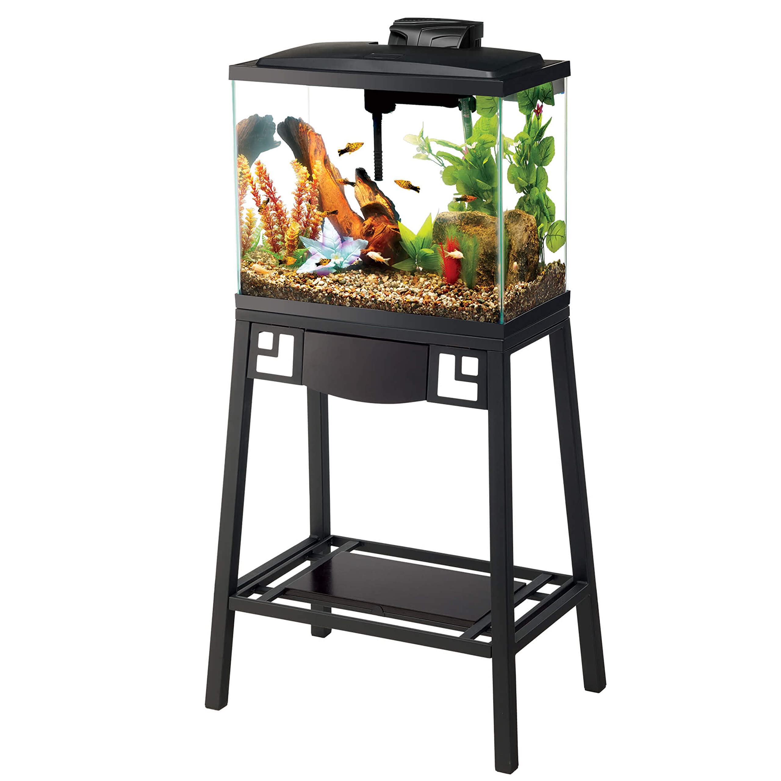 Aqueon Metal 20 Gallon Long/29 Gallon High Fish Tank Aquarium Stand, 30' L X 12' W X 28.25' H