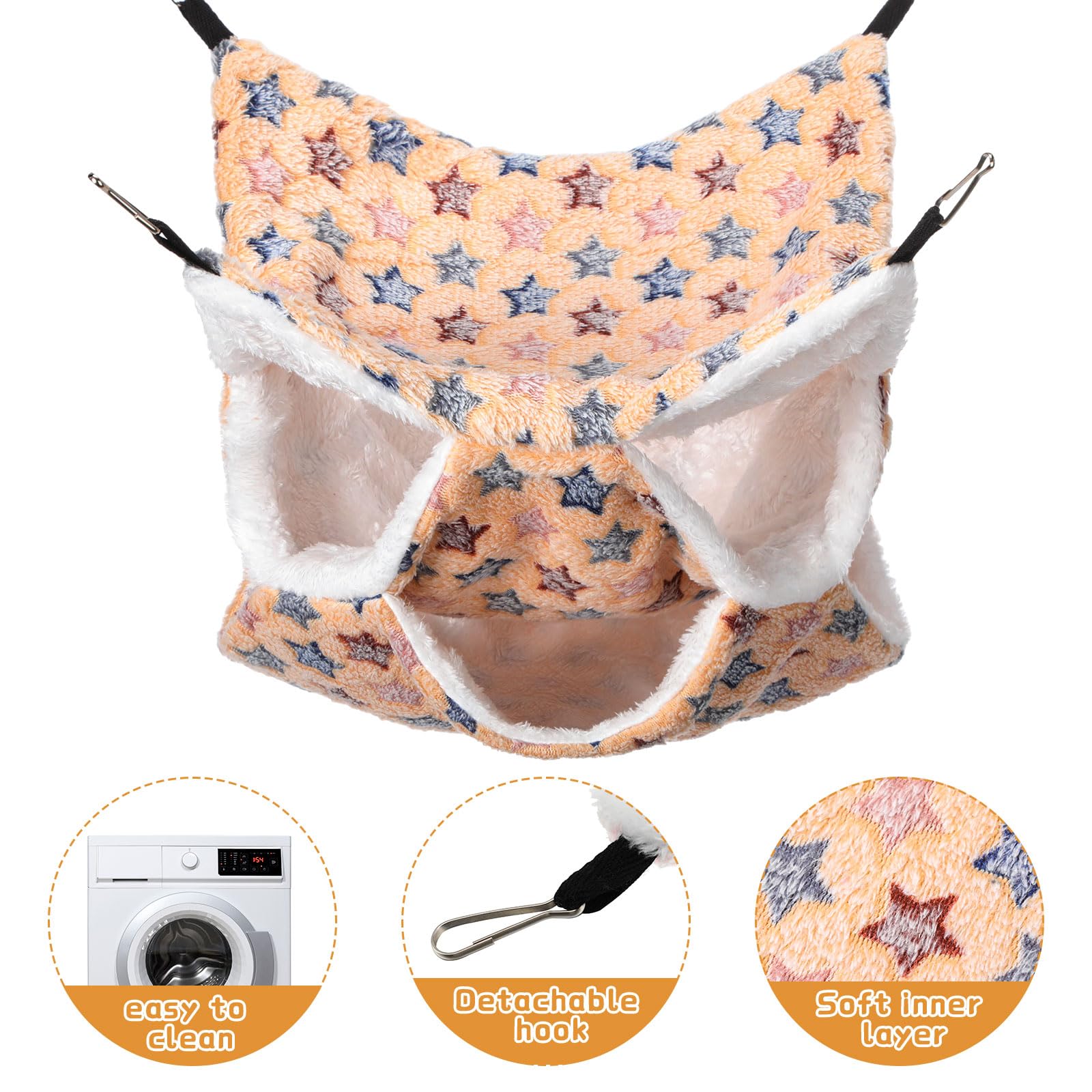 Sadnyy 6 Pieces Guinea Pig Rat Hammock Three Layer Ferret Bed Small Animal Hanging Pet Cage Hammock For Chinchilla Rat Sugar Gli