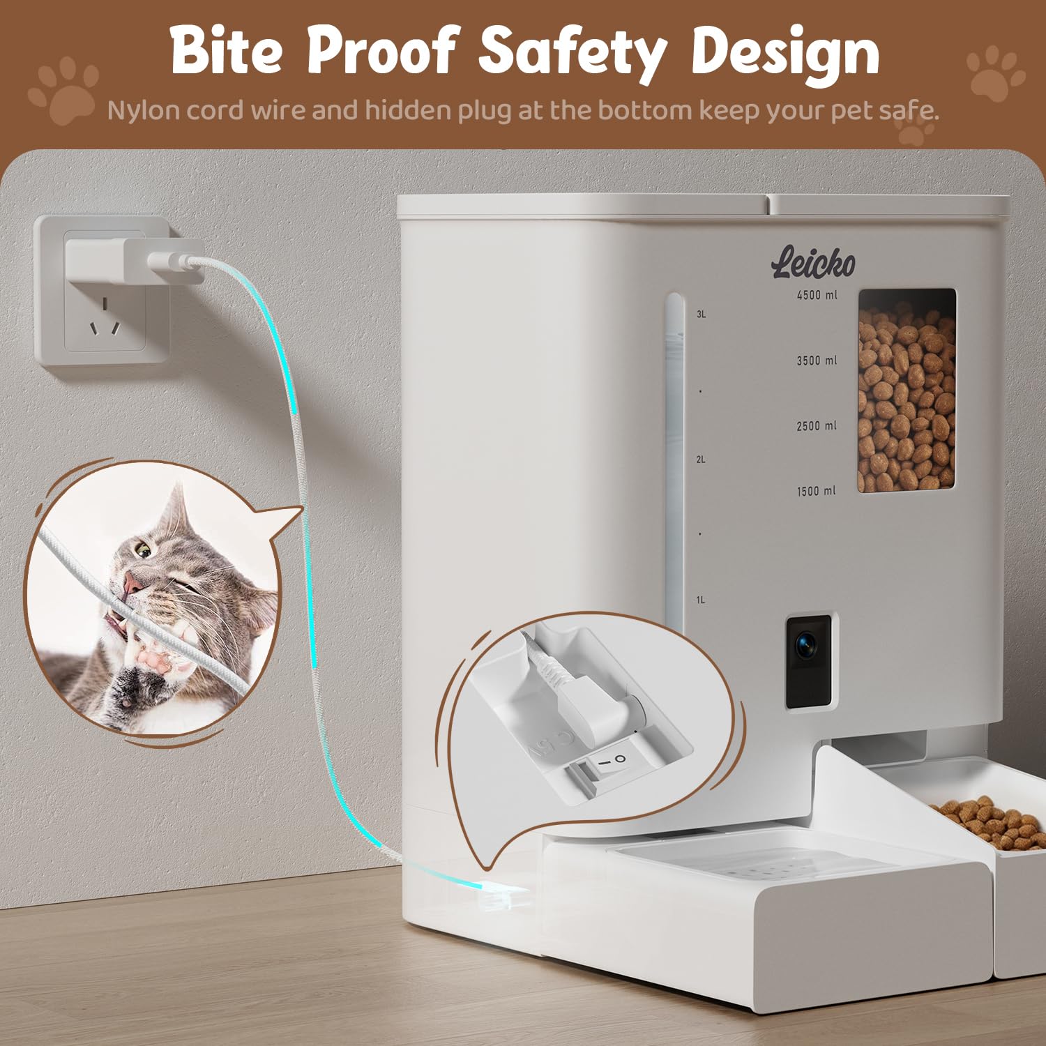 Automatic Cat Feeder with Camera,5G/2.4G WiFi Pet Feeder,2K HD Video and Night Vision,Easy APP Operation,Low Food and Food Clogging APP Tips,Water and Grain Large Capacity Feeder -Like New