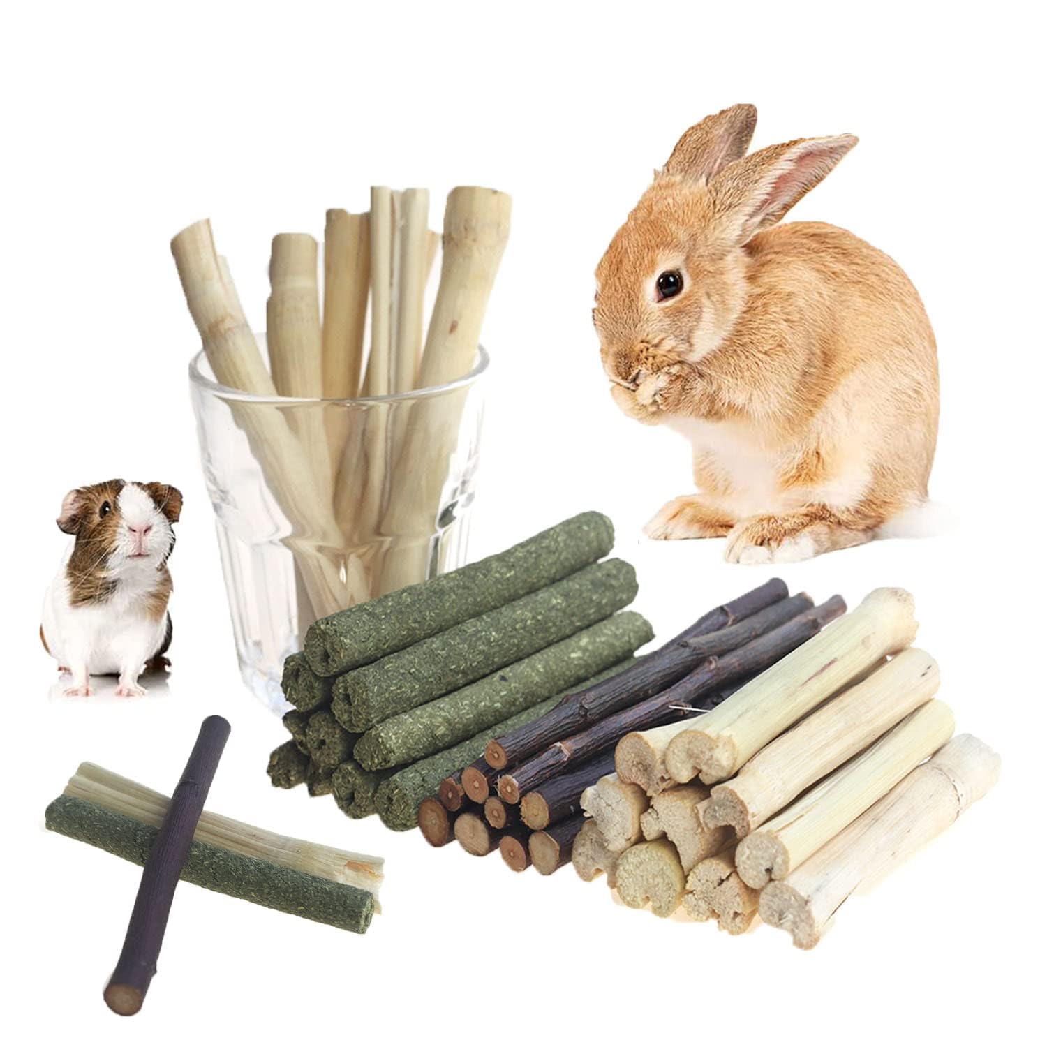 Dbeans Flourithing 600G Guinea Pig And Rabbit Chew Toys - Sweet Bamboo And Timothy Apple Sticks For Healthy Teeth And Relaxation