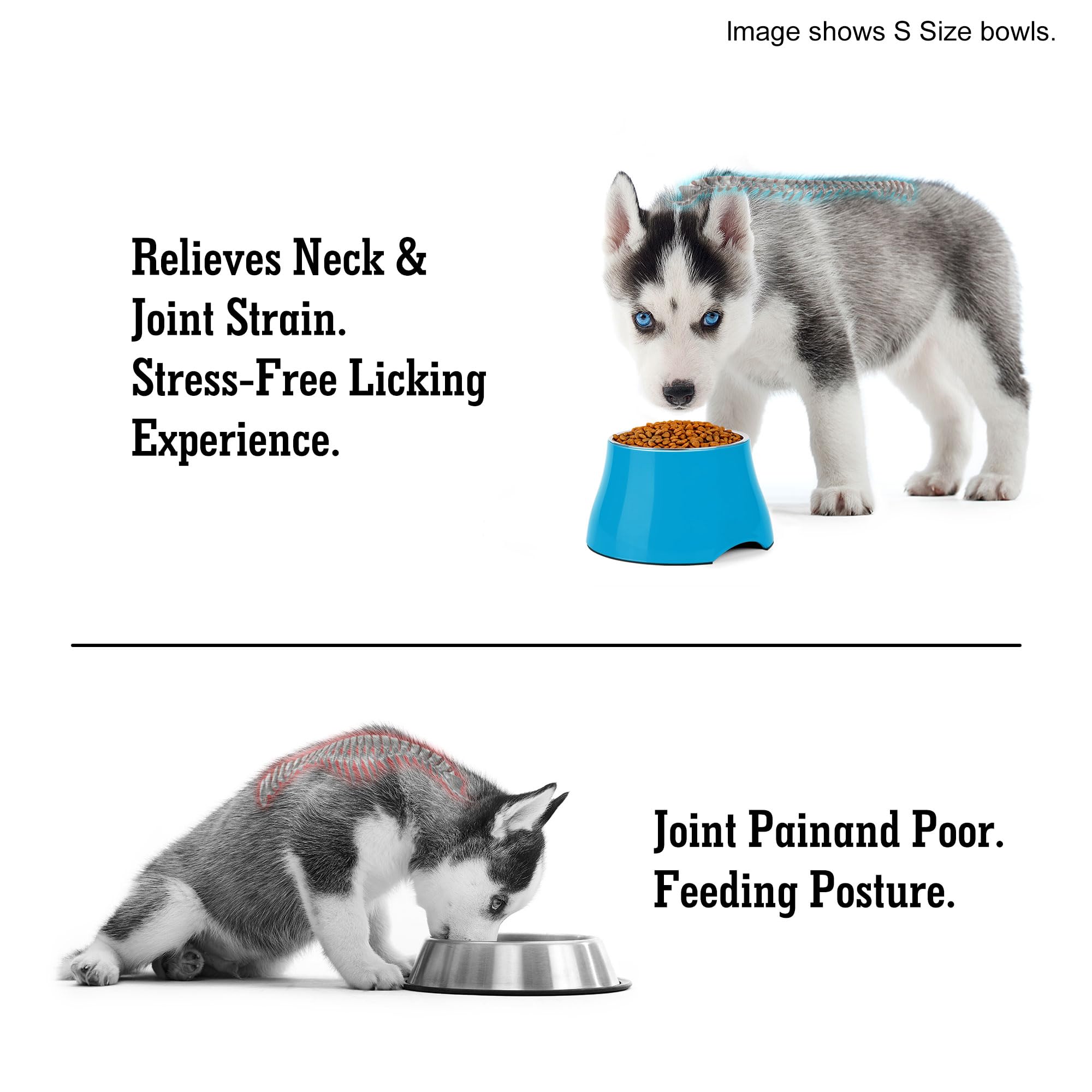 Petvillage Dog Bowls,Cone Friendly Non Slip Single Dog Bowl With Stainless Steel Inner, Raised Bowls For Large Medium Dogs Spani