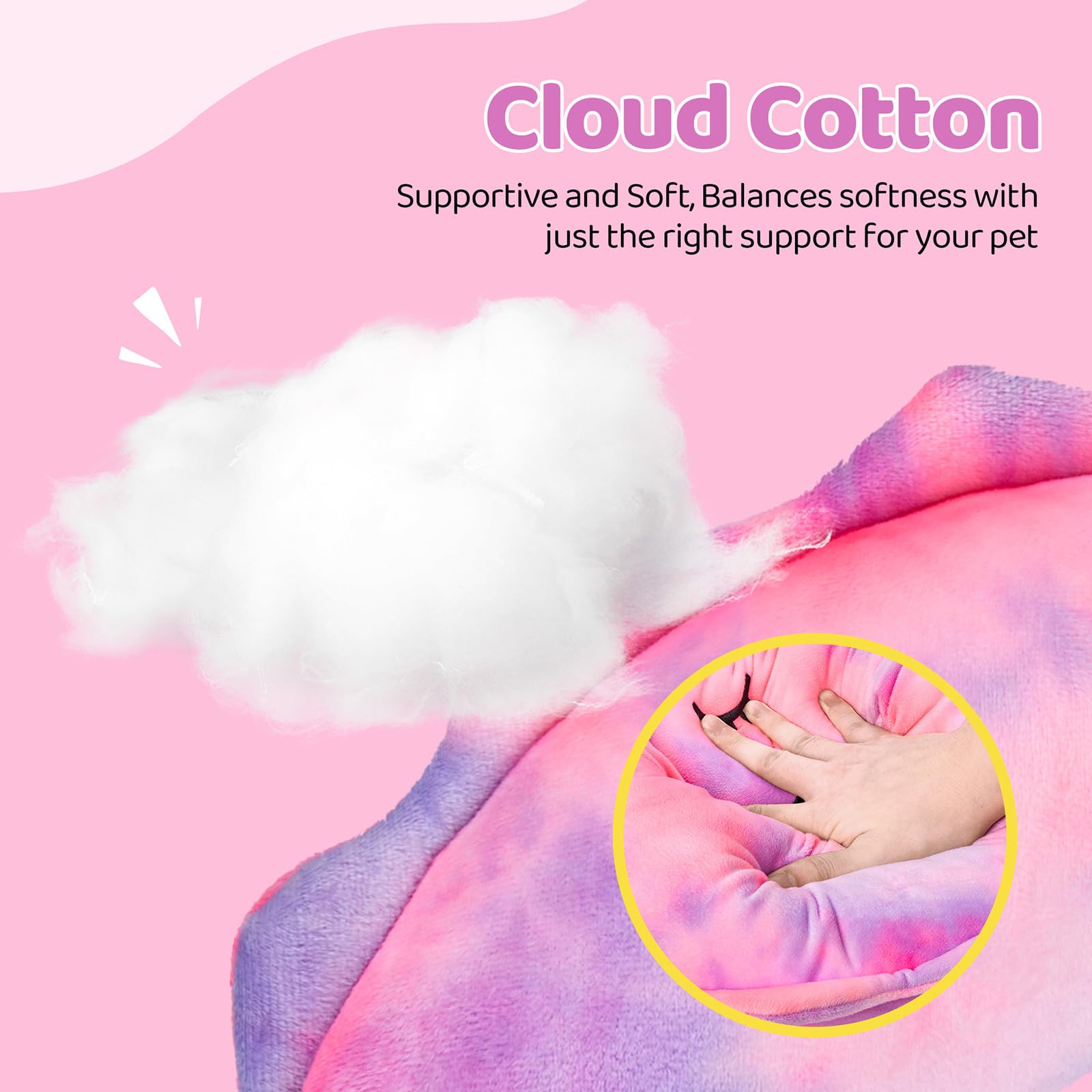 Burgeonnest Small Dog Calming Pillow For Dogs And Cats, Fluffy Soft Colorful Sleep Bolster Cozy Pet Bed Pillow, Great Present Fo