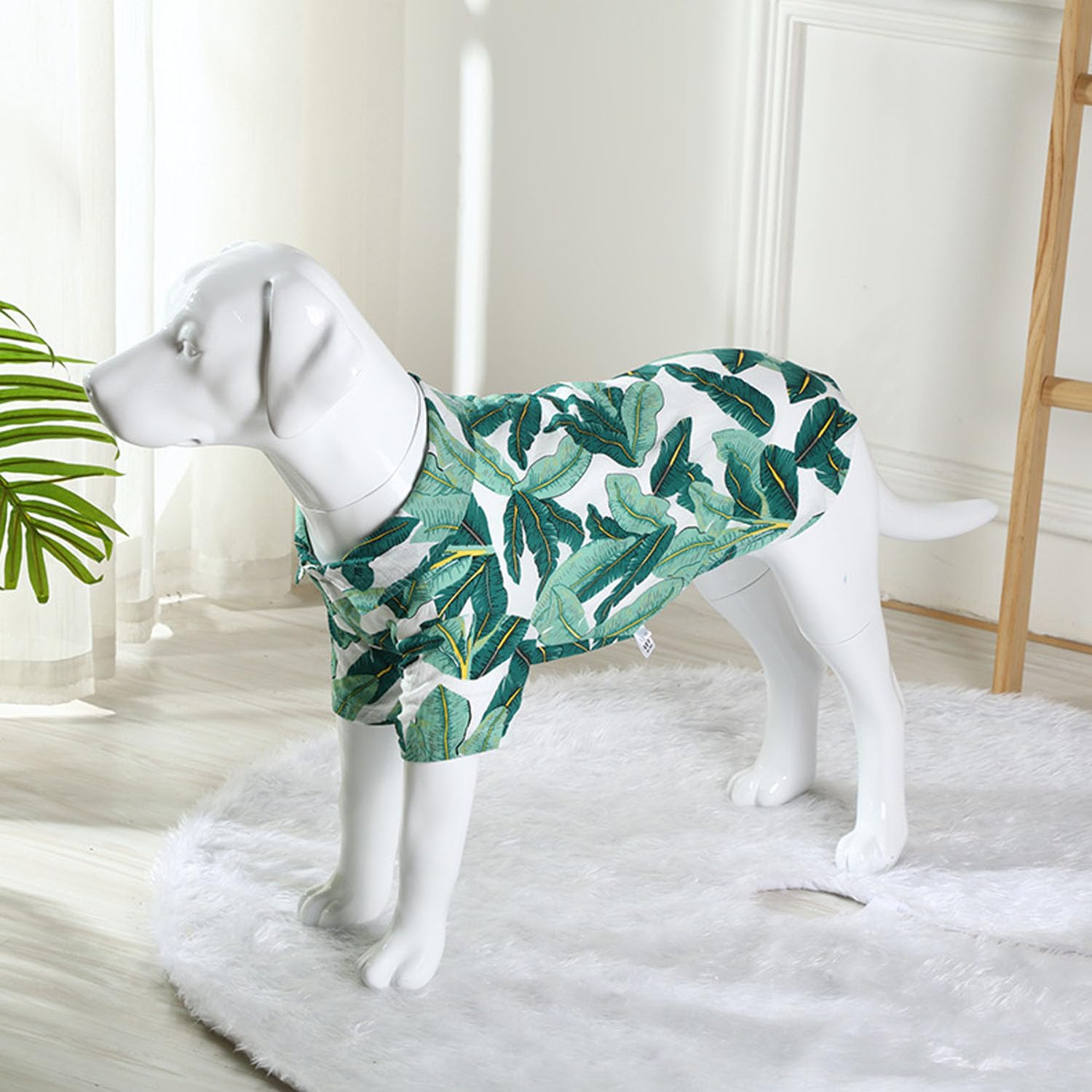 Harikaji Dog Hawaiian Shirt, Summer Pet Clothes Large Dog Cool Costume Beach T-Shirt For Medium Large Dog (Green Leaves,3Xl)