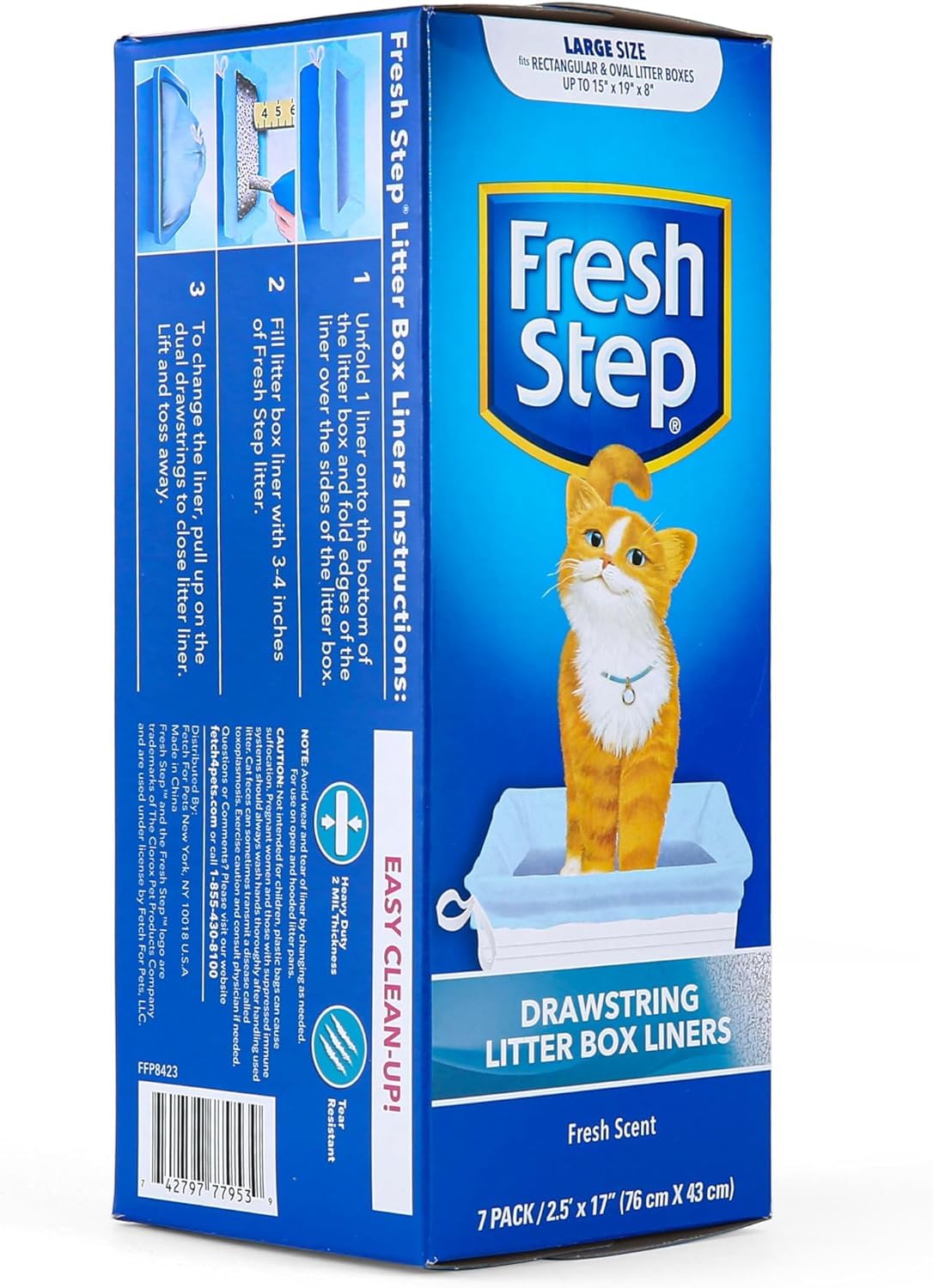 Fresh Step Drawstring Large Litter Box Liners | Heavy Duty Liners For Cat Litter Box | Scented & Unscented Available | Quick & E