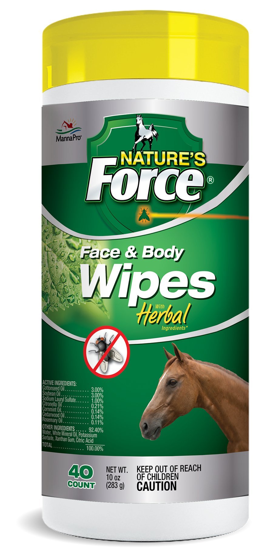 Manna Pro NatureS Force Face & Body Wipes, 40 Count