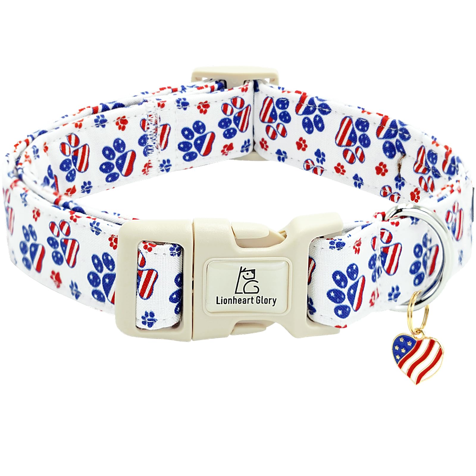 Lionheart Glory American Flag Dog Collar, 4 Of July Patriotic Independence Day Dog Collar Heavy Duty Adjustable Dog Collars For 