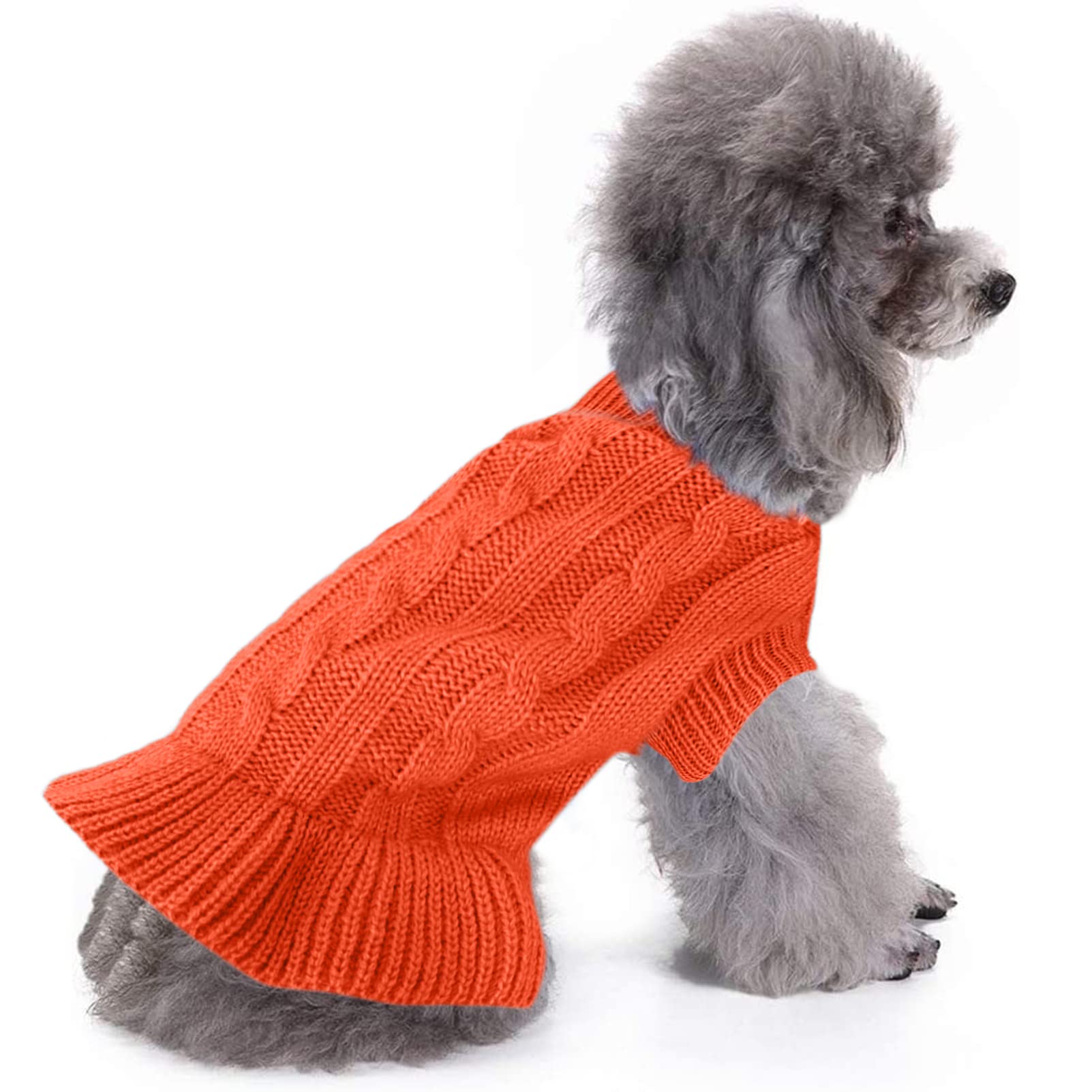 Chborchicen Small Dog Sweaters Knitted Pet Cat Warm Dog Sweatshirt Winter Clothes Kitten Puppy Sweater (Xxs, Dress-Orange)