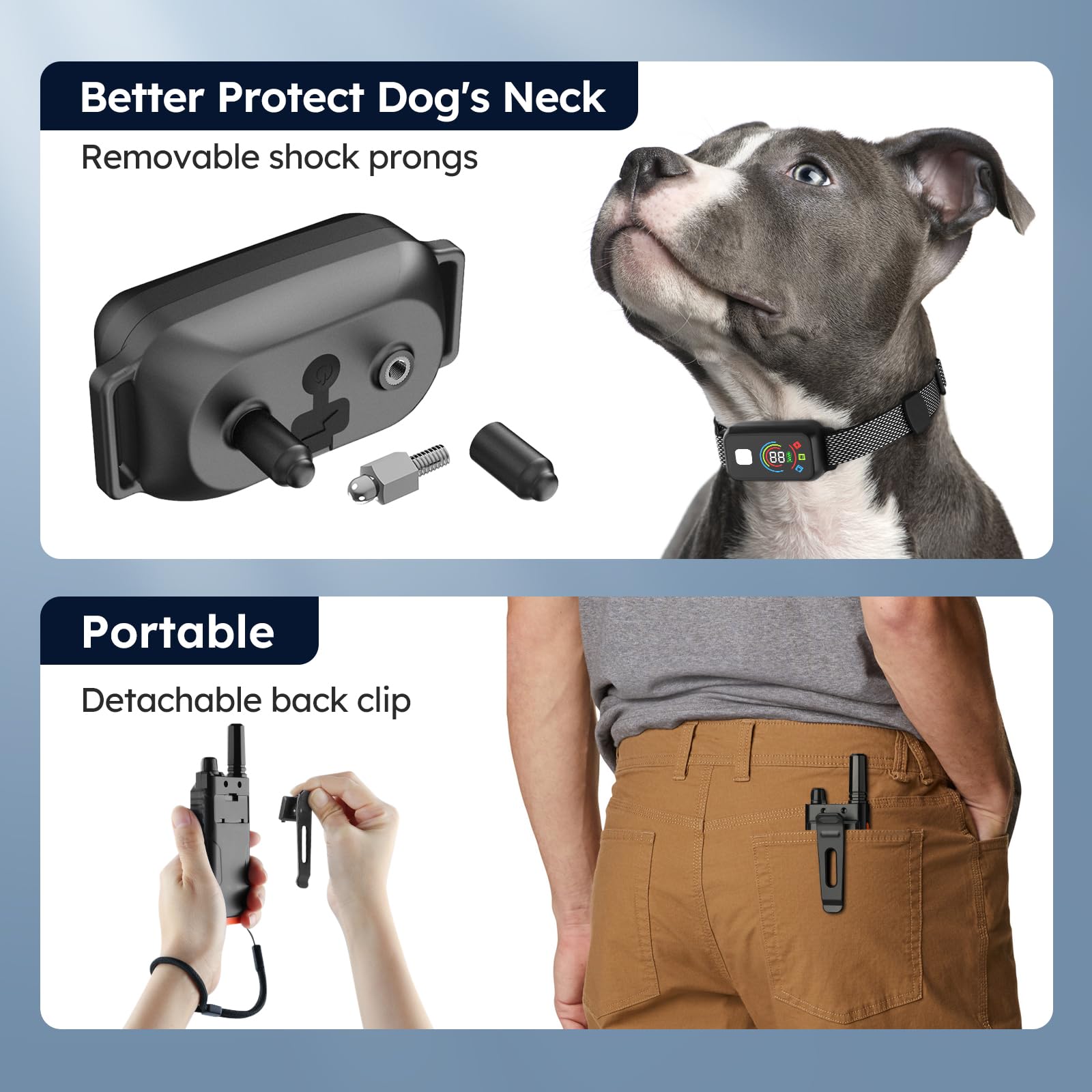 Dog Shock Collar 4000Ft With Light For Night Walks, Dog Training Collar With Remote Control, E Collar With Adjustable Pitch Beep