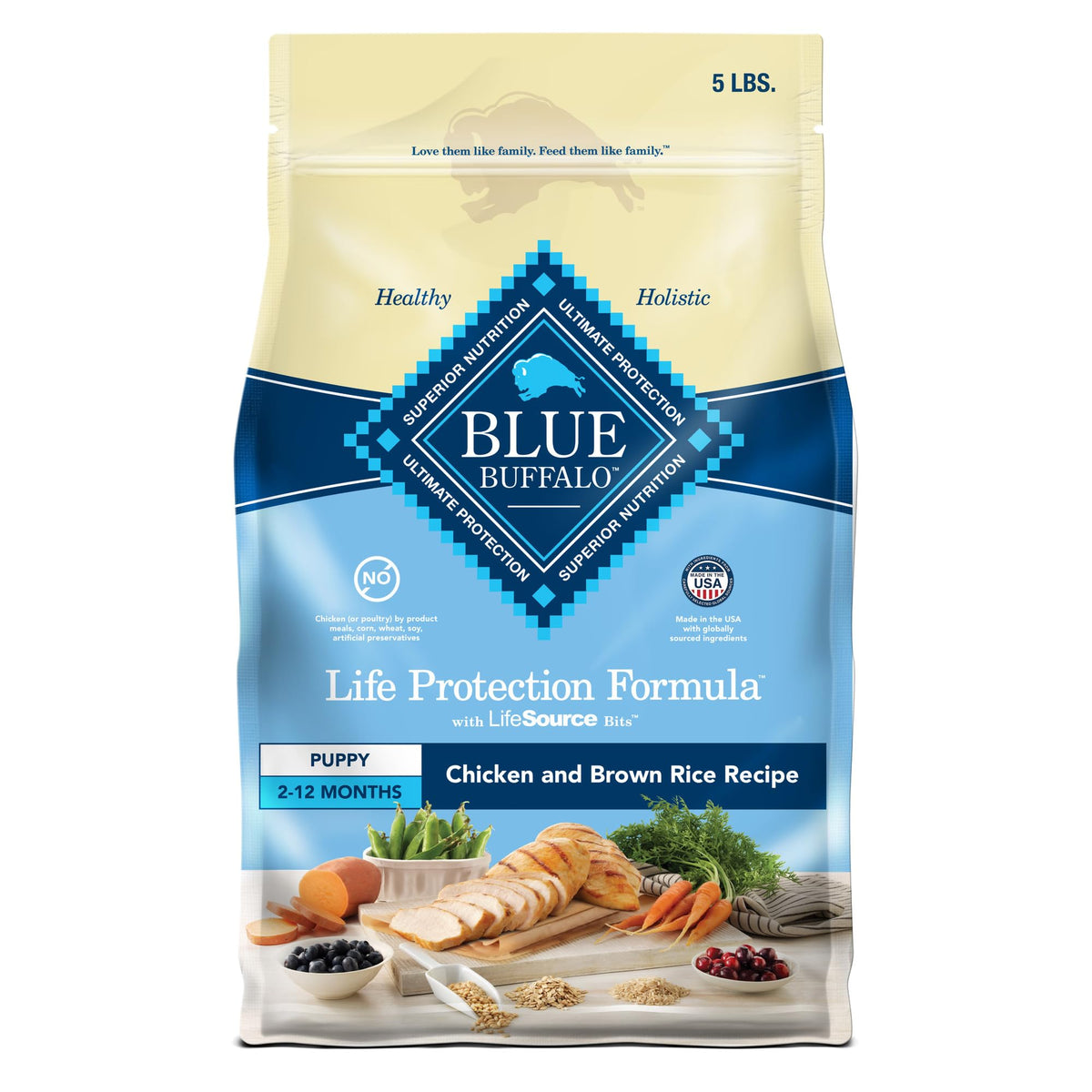 Blue Buffalo Life Protection Formula Puppy Dry Dog Food With Dha And Ara, Made With Natural Ingredients, Chicken & Brown Rice Recipe, 5-Lb. Bag