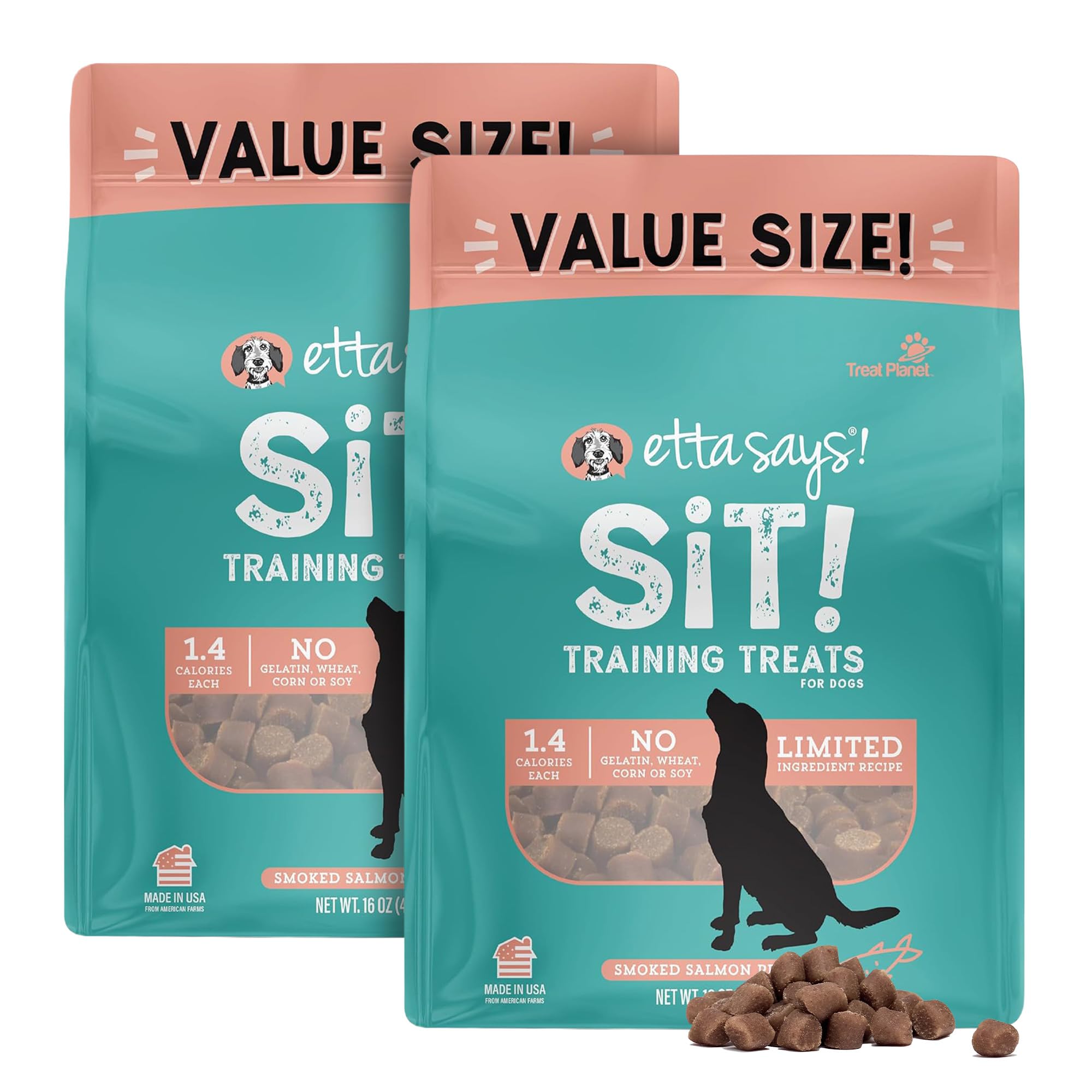 etta says! Sit Training Treats - All Natural Smoked Salmon Soft Treats for Dogs - Made in The USA - Soft & Chewy for Small, Medi