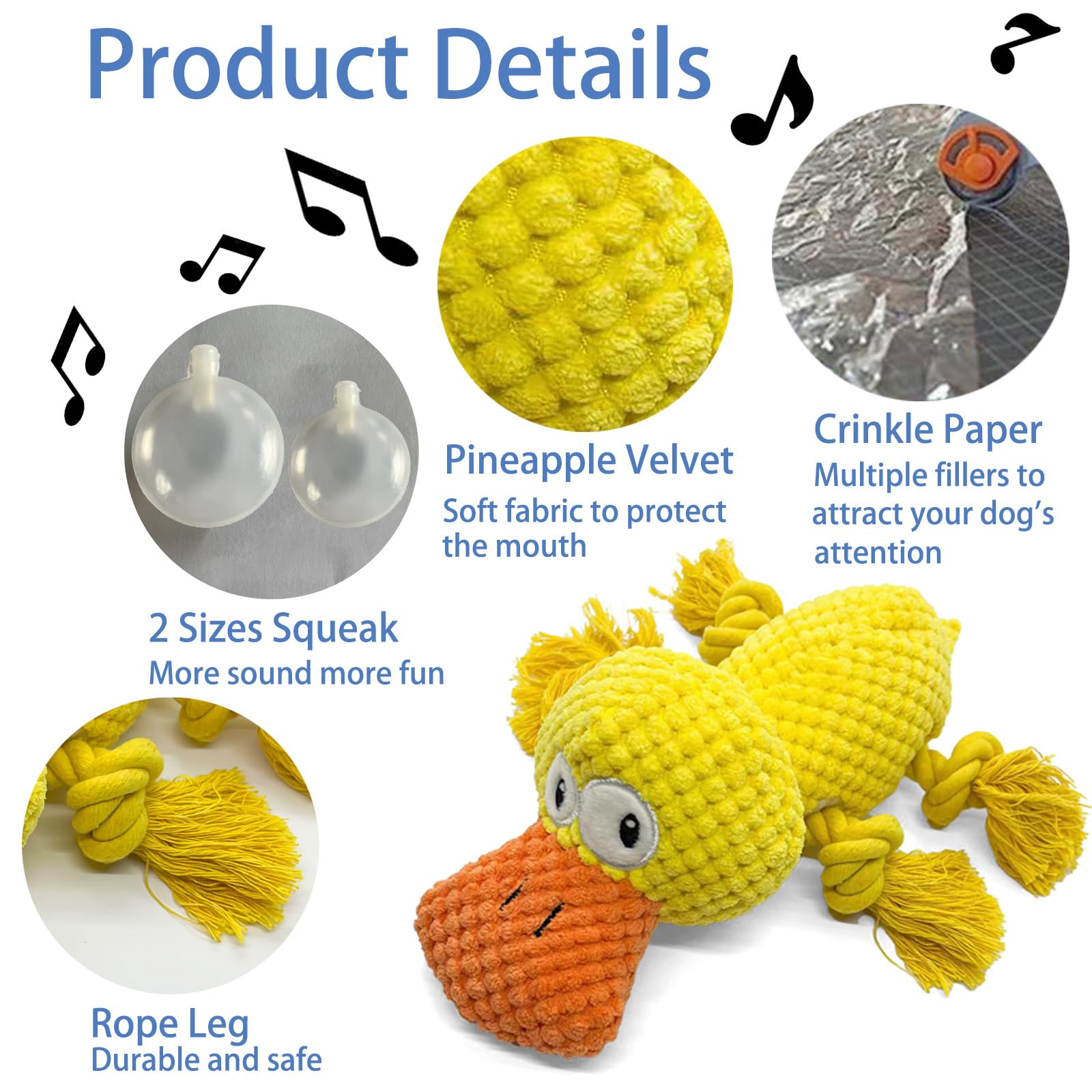 Indestructible Dog Squeak Toys For Big Dogs, Durable Chew Toys For Aggressive Chewers, Tough Stuffed Animals, Toys With Cotton M