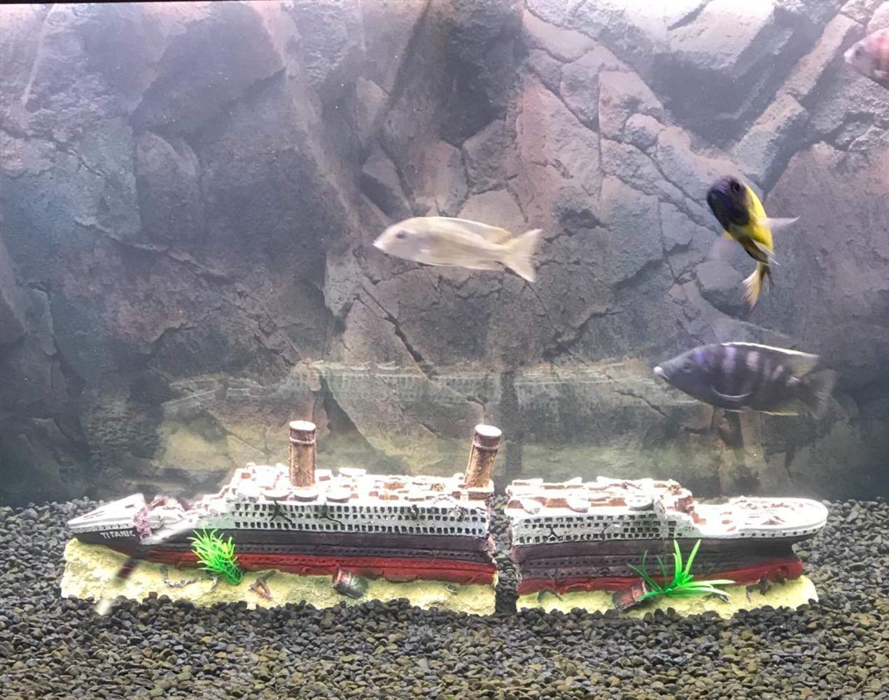 Slocme Aquarium Titanic Shipwreck Decorations - Resin Material Ship Decorations，Fish Tank Sunken Ship Ornament Aquarium Environment Friendly Decorations
