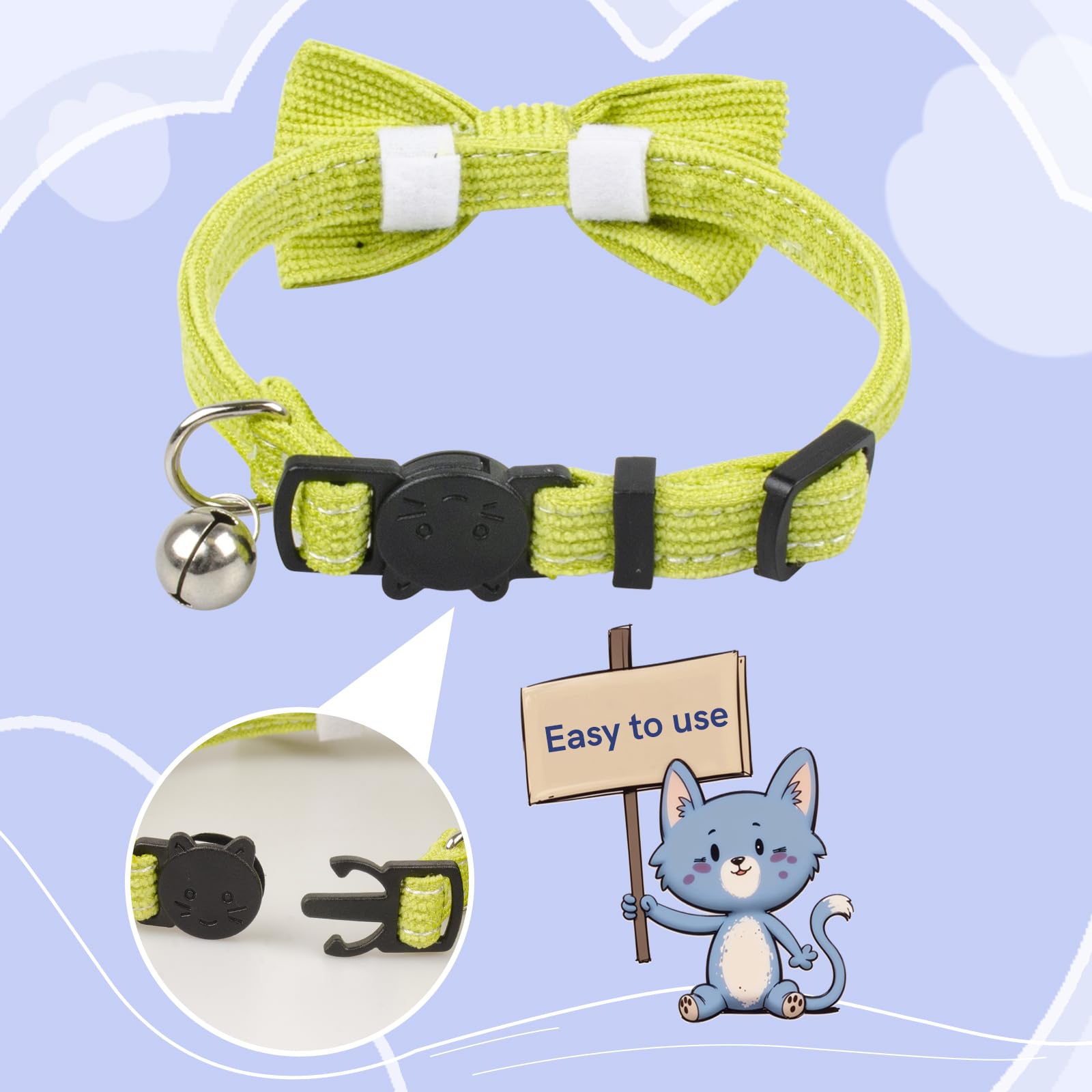 Sychien 2 Pack Cat Collar With Breakaway Bowtie And Bell Adjustable Breakaway Cat Collars For Girl Female Boy Male