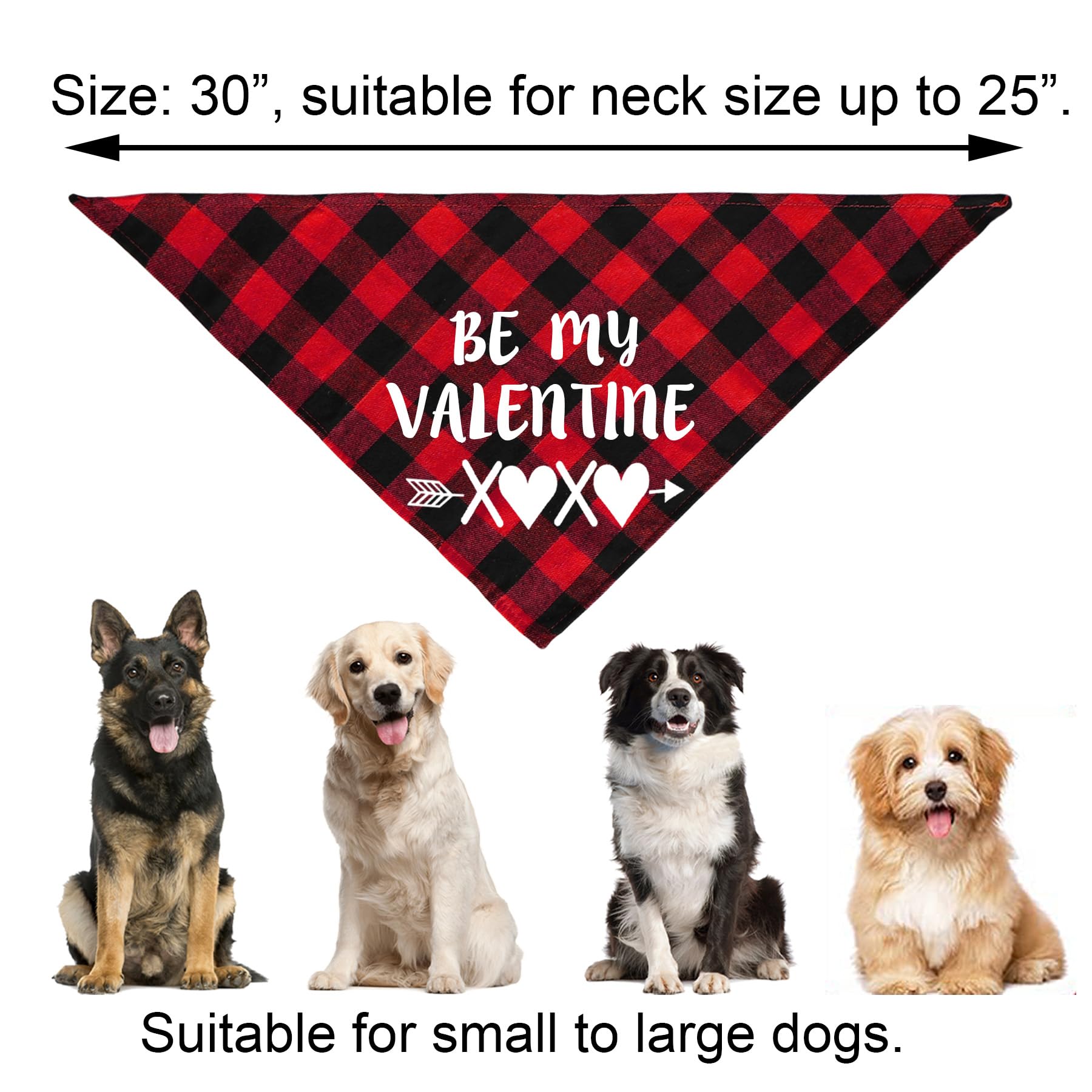 JOTFA Valentines Dog Bandanas Costumes, Valentines Dog Outfits Heart Headband Bandanas for Small Medium Large Dogs (Red, Be My V