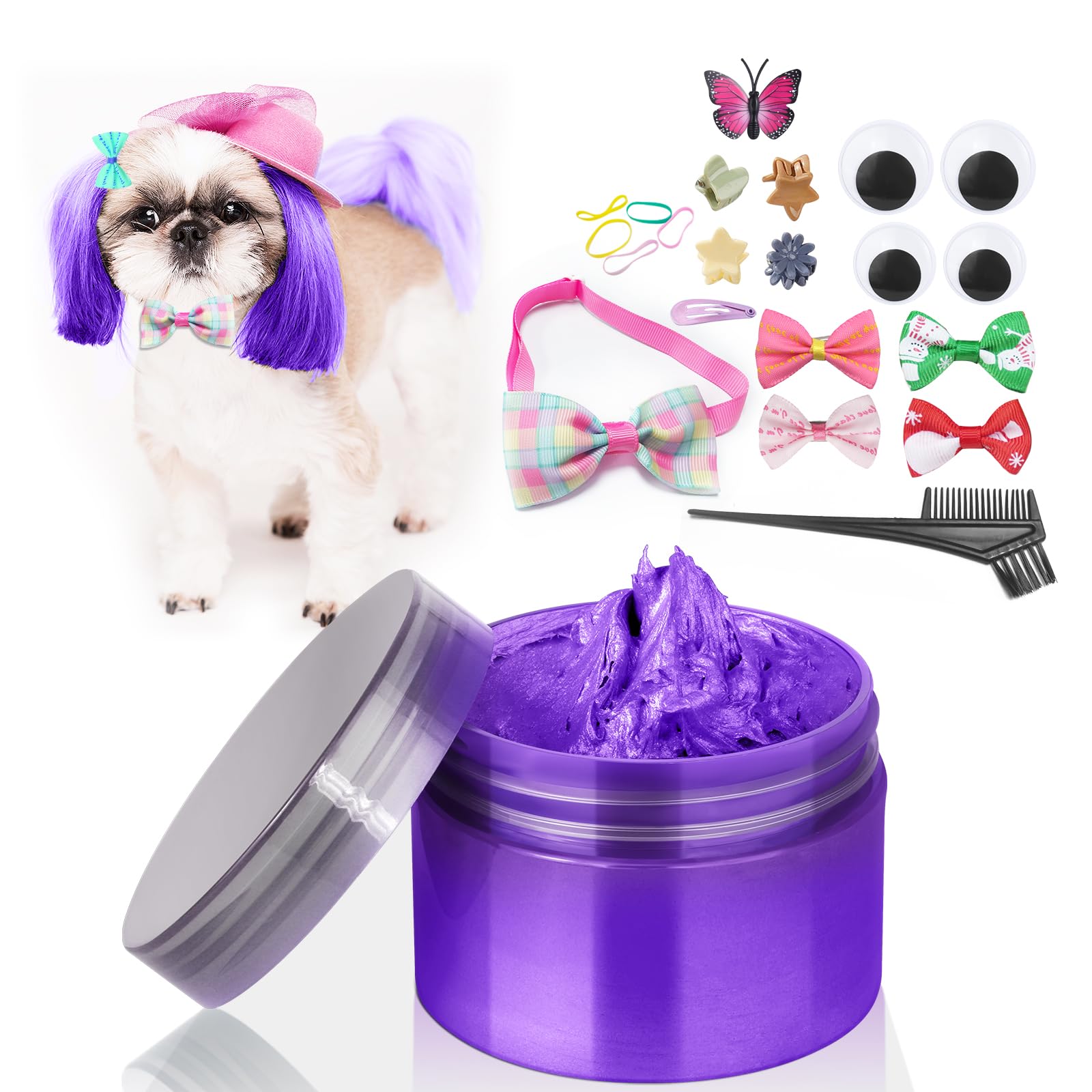 Purple Temporary Hair Color Wax Kit For Dogs - Ideal Gift For Your Pets Or Dog Lovers. Safe Dog Hair Dye For Parties, Cosplay,An