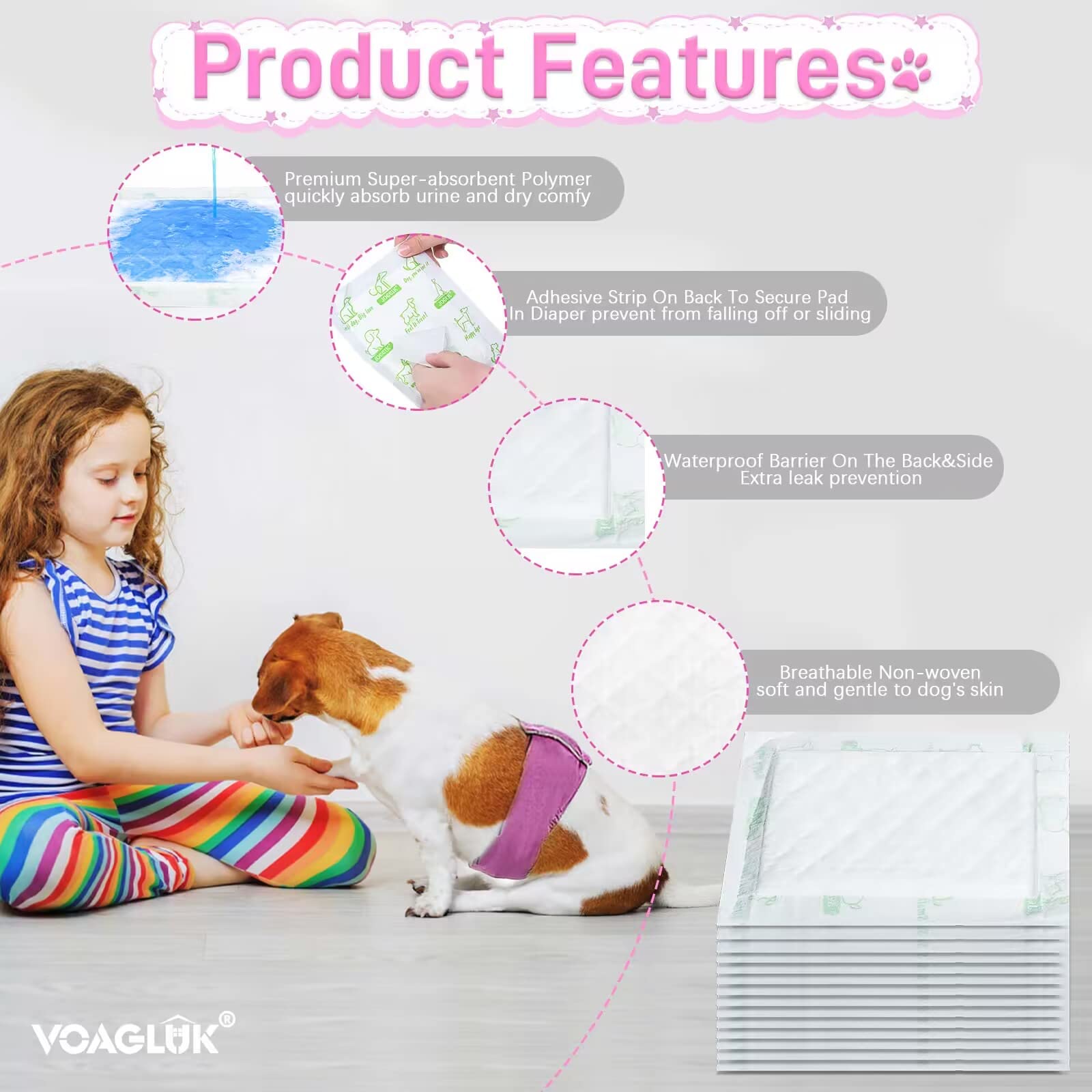 Dog Diaper Liners For Male And Female Dogs, 150Ct, Super Absorbent Disposable Dog Diapers Booster Pads Fit Most Pet Belly Bands