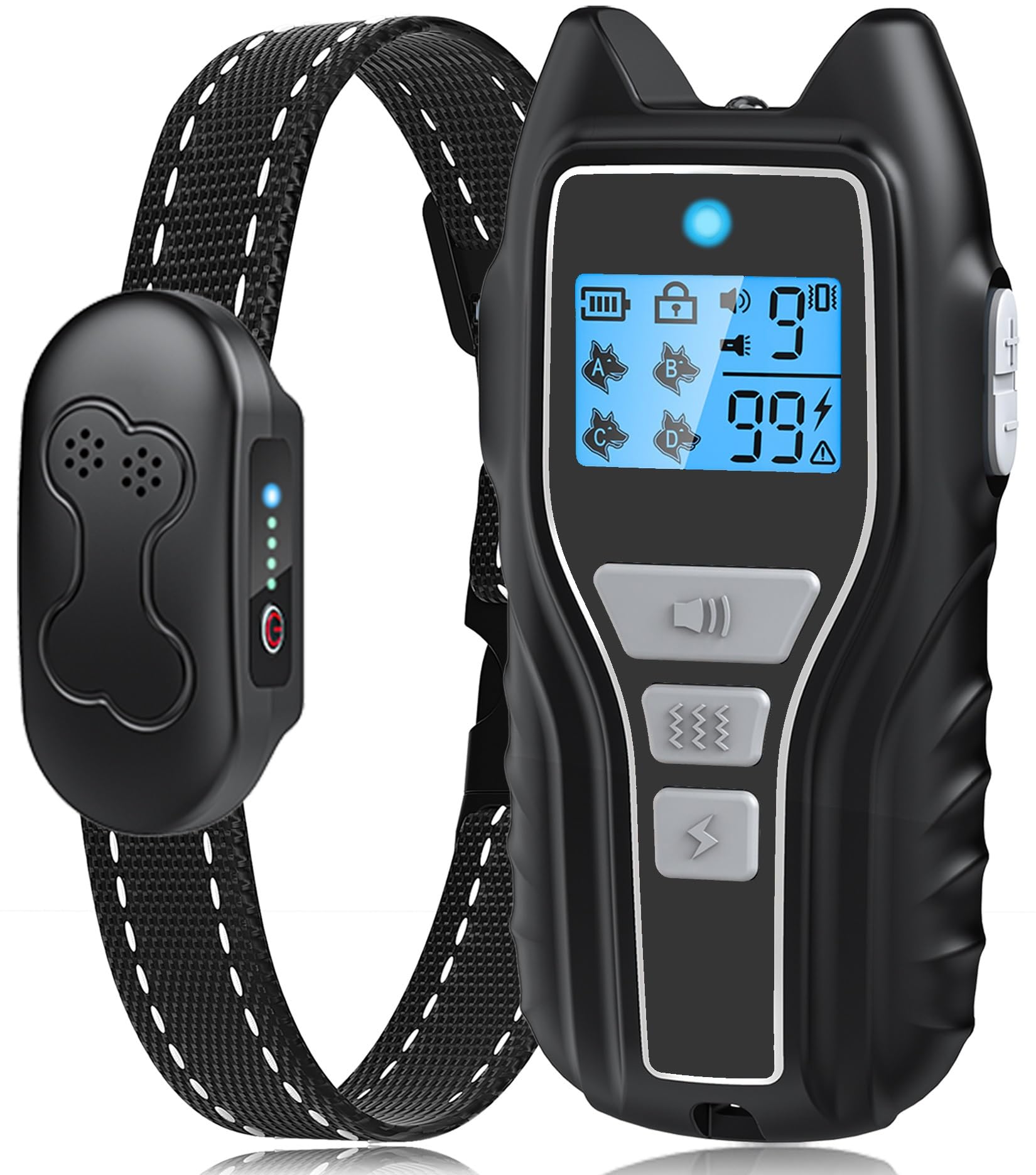 Dog Shock Collar with Remote Control - Rechargeable Dog Training Collar, IPX7 Waterproof E Collar for Dogs with 4 Safe Modes Fla