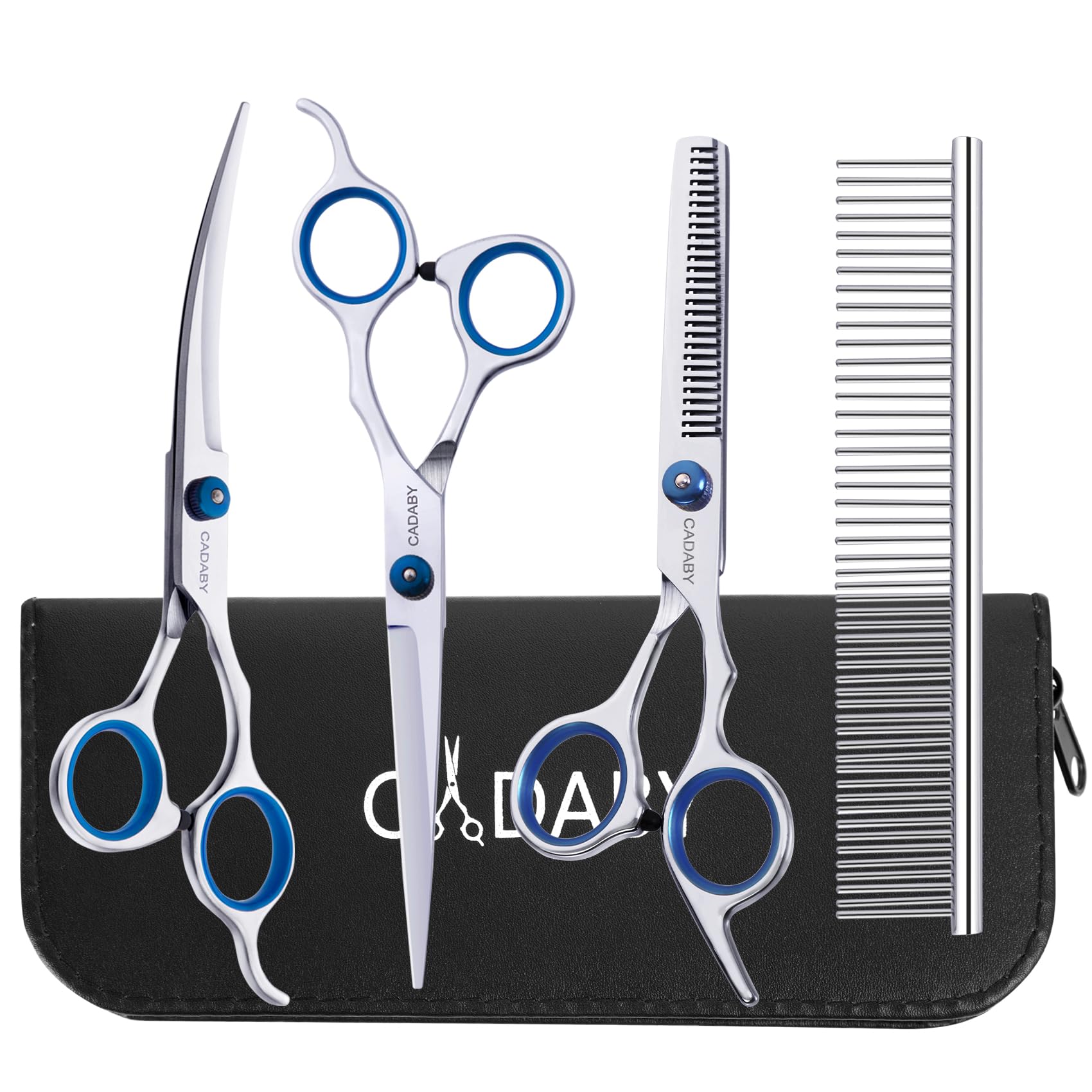 CADABY Dog Grooming Scissors Kit, 5 in 1 Dog Grooming Scissors, Professional Stainless Steel Dog Scissors for Grooming, Pet Groo