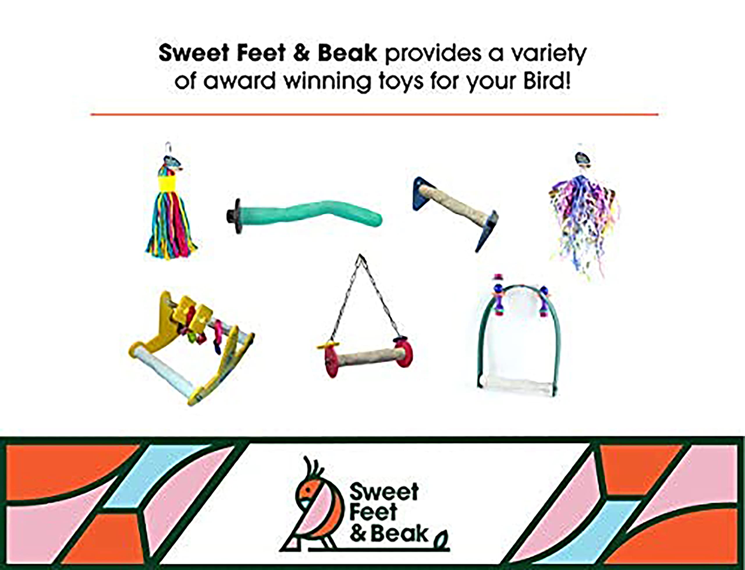 Sweet Feet And Beak Safety Pumice Perch Bird Toy - Trims Nails And Beak - Promotes Healthy Feet - Safe Non-Toxic Bird Supplies For Bird Cages - X-Small 5.25'