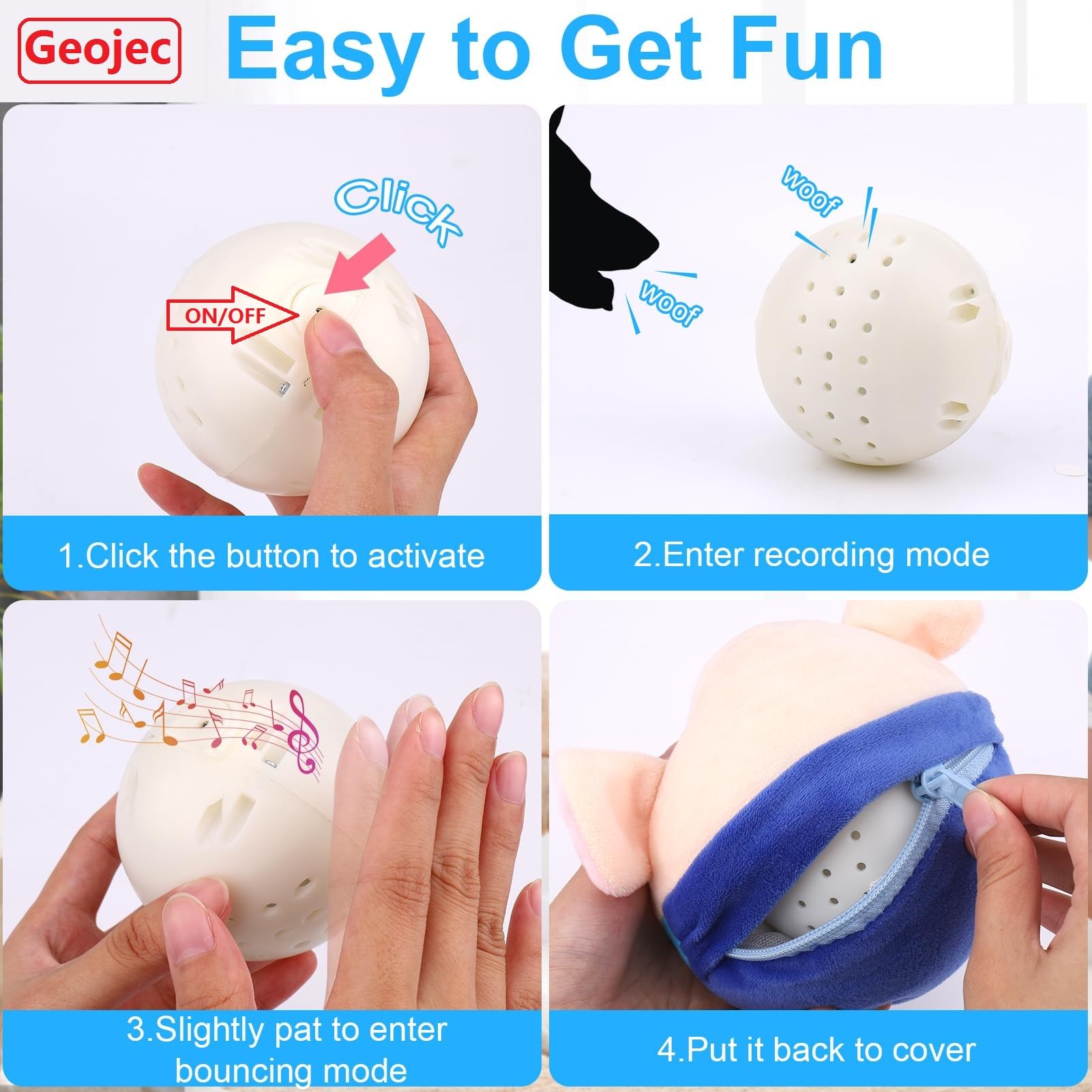 Interactive Dog Toys,Active Moving Pet Plush Toy,2025 New Shaking Dog Ball Pig Dog Toy Interactive Dog Ball With Song Squeaky Mo